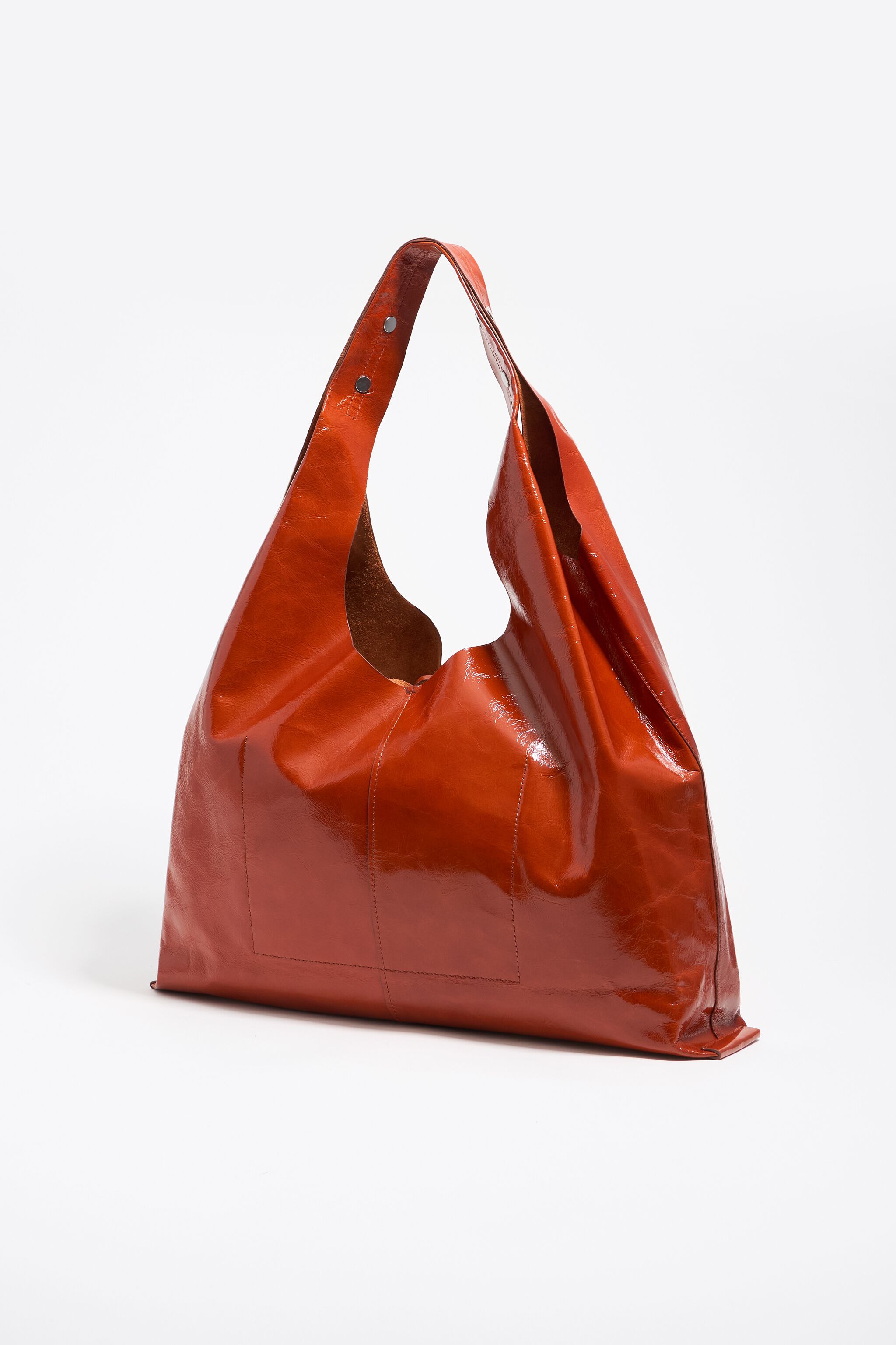 Maxi burnt orange leather Bikini Paper bag