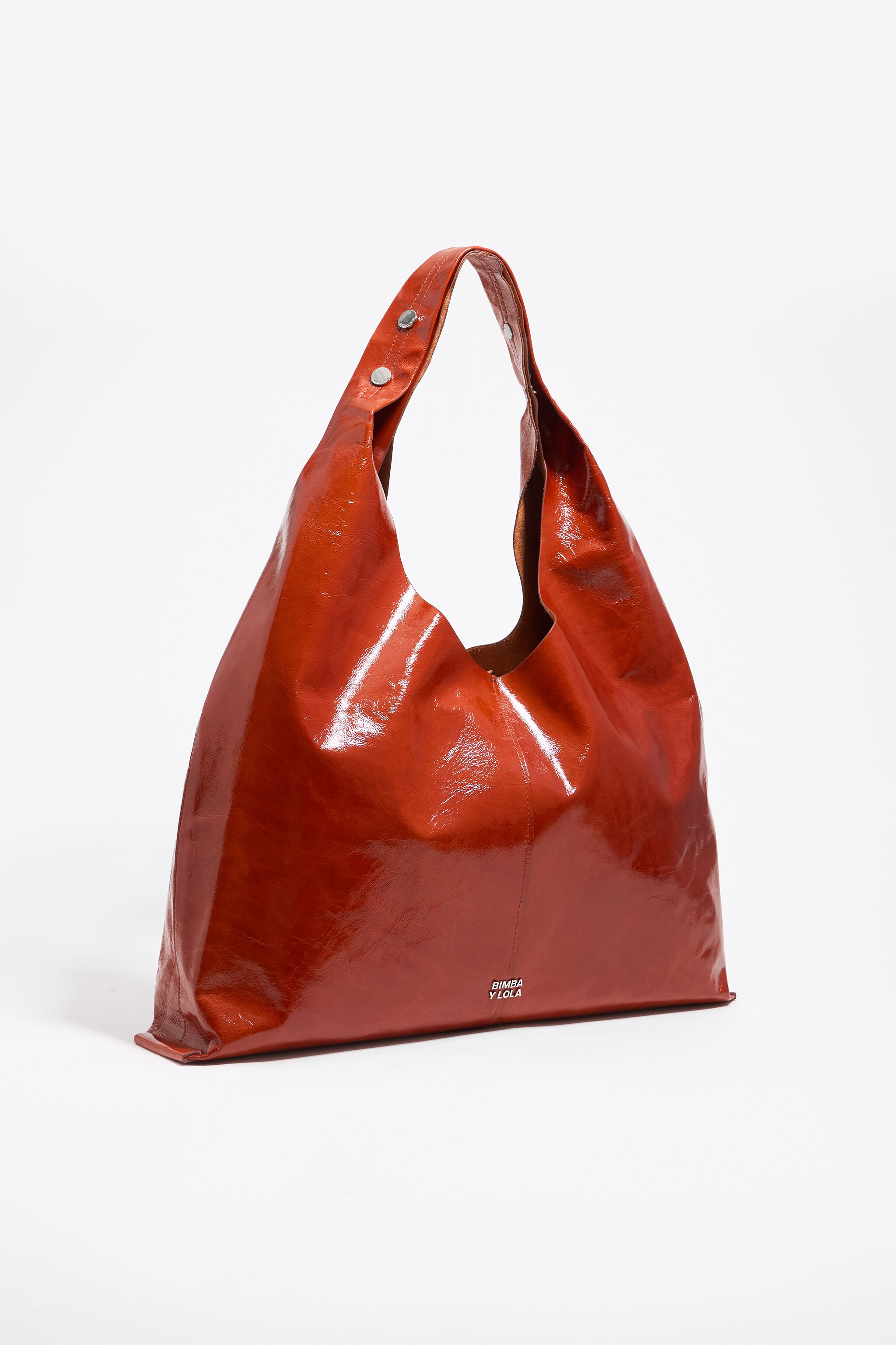 Maxi burnt orange leather Bikini Paper bag