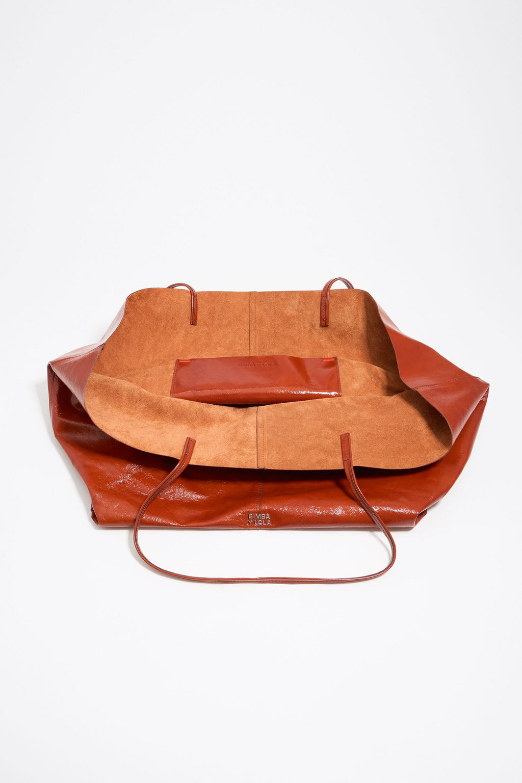 Burnt orange leather maxi shopper bag