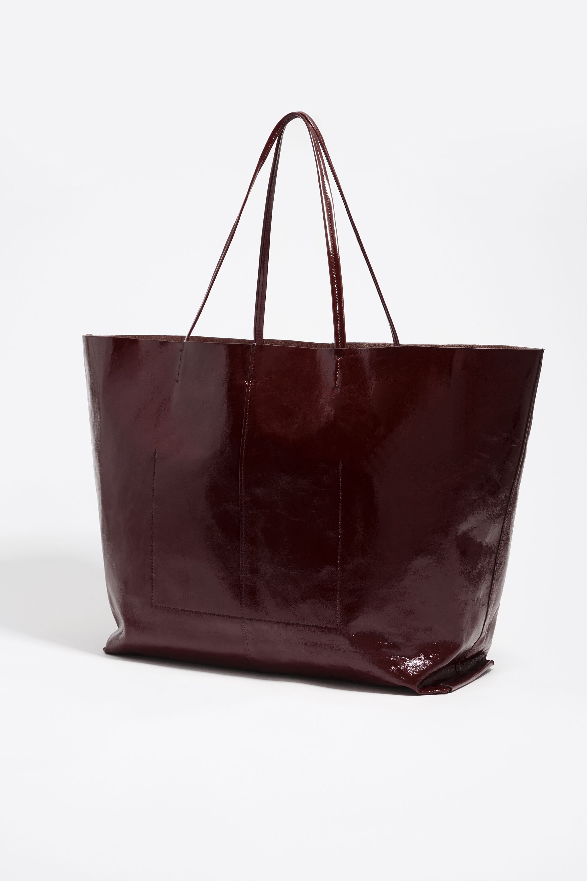 Chestnut leather maxi shopper bag