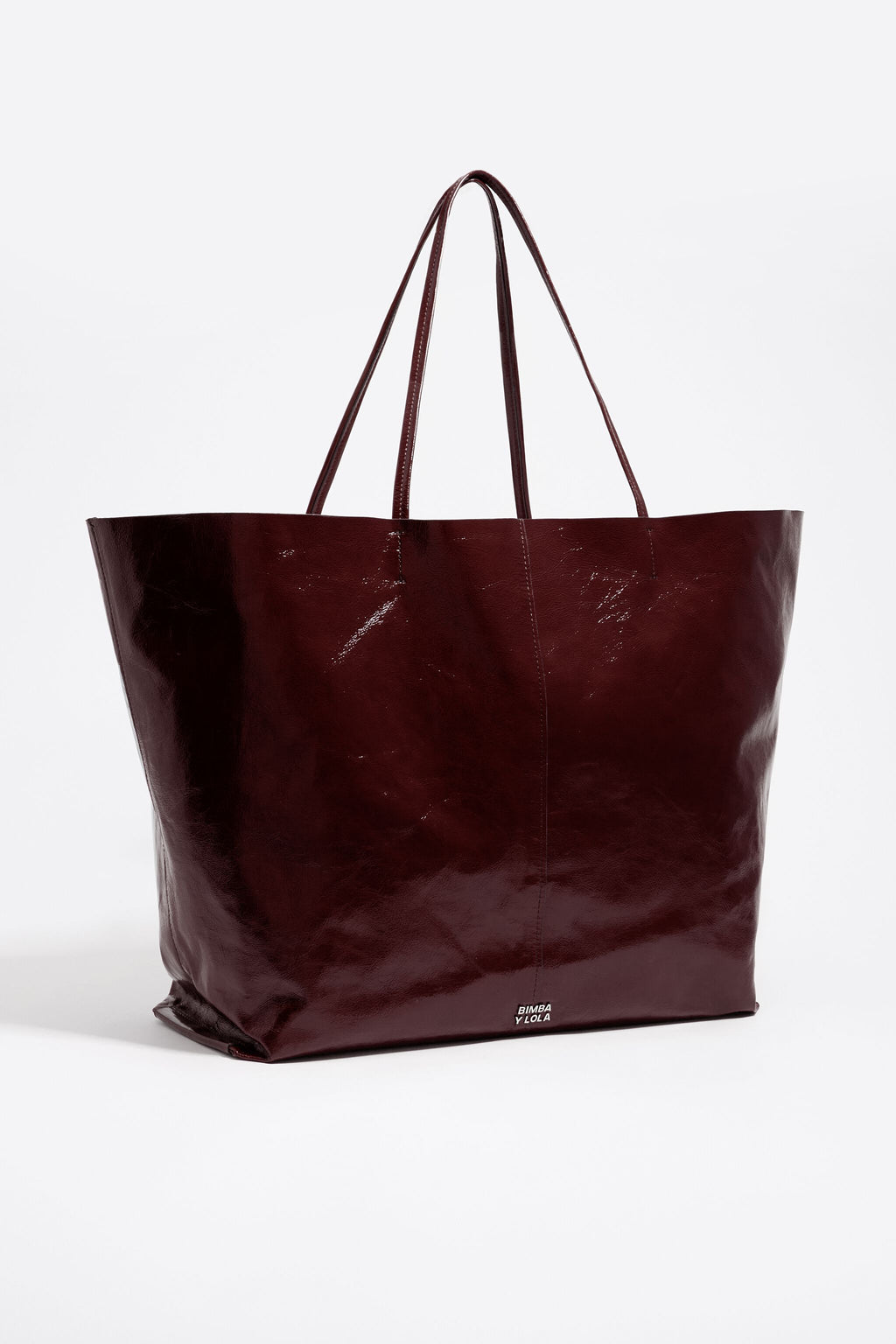 Chestnut leather maxi shopper bag