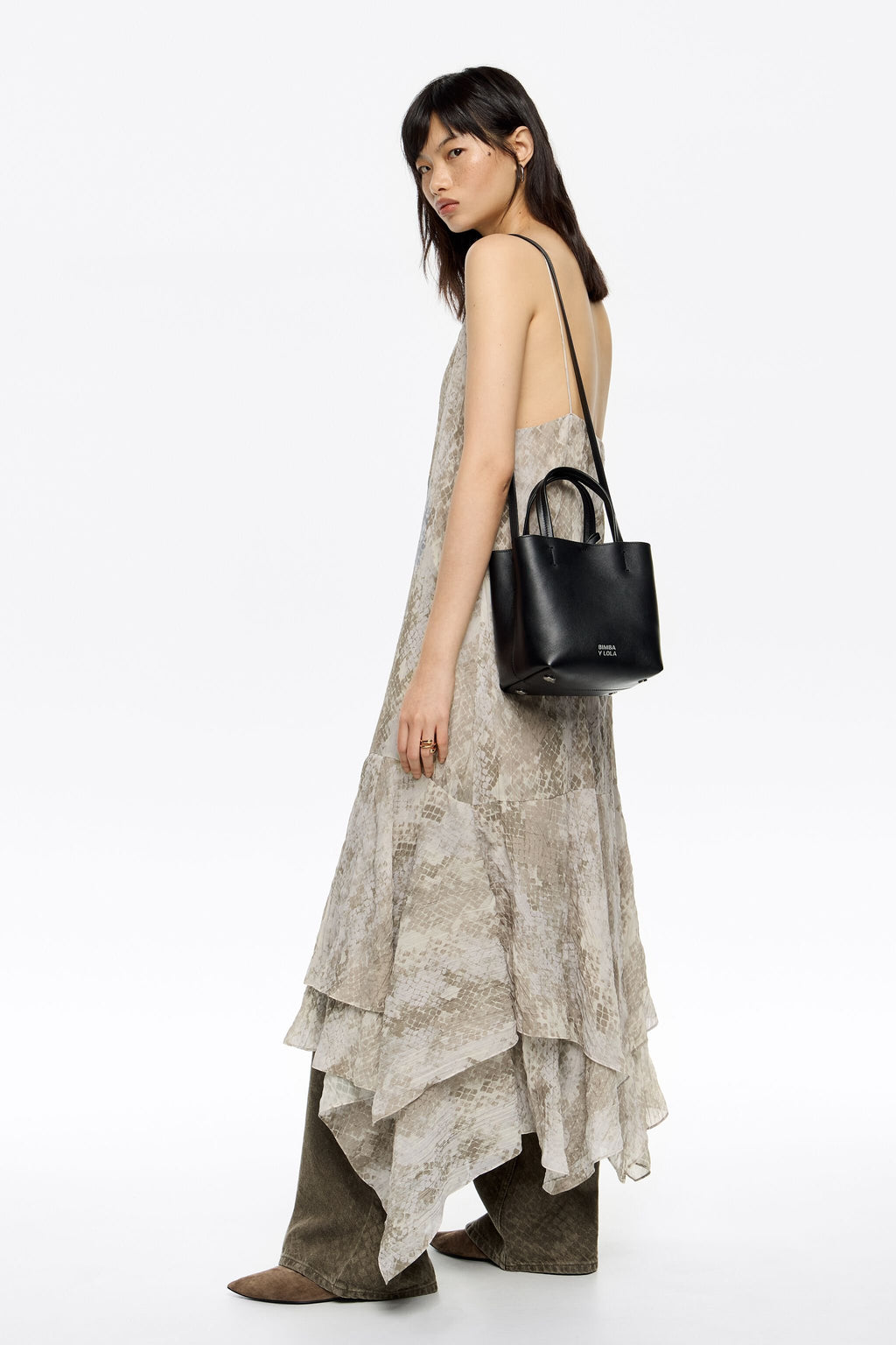 Small black leather Chihuahua bag