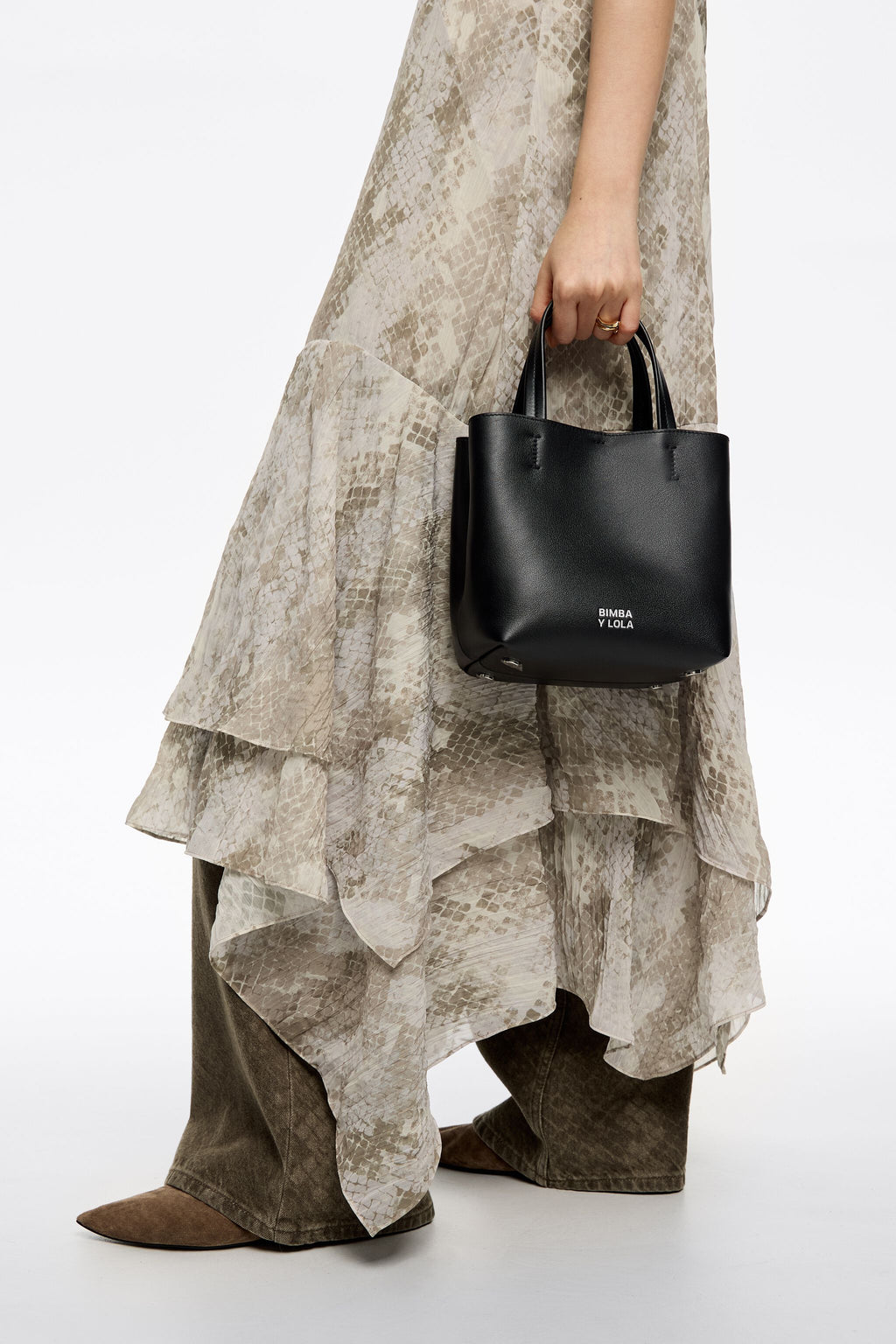 Small black leather Chihuahua bag