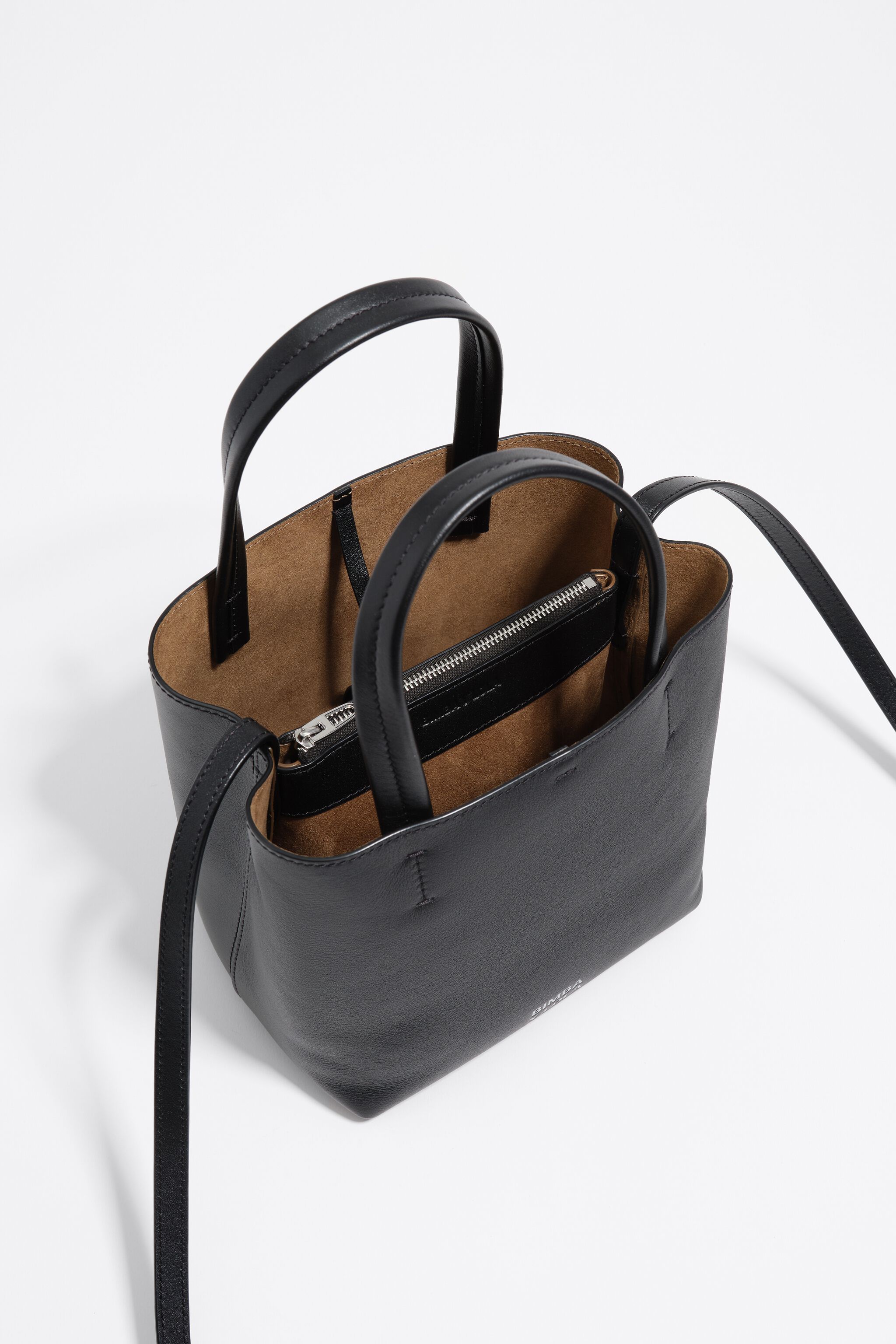 Small black leather Chihuahua bag