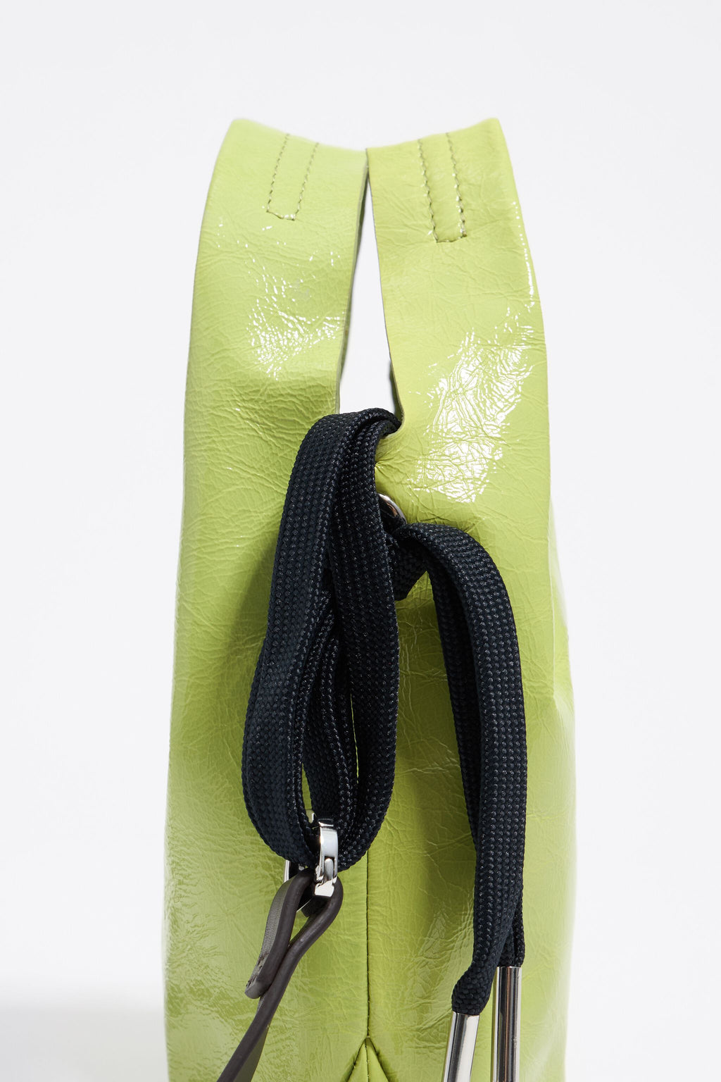 Lime leather mini Paper bag