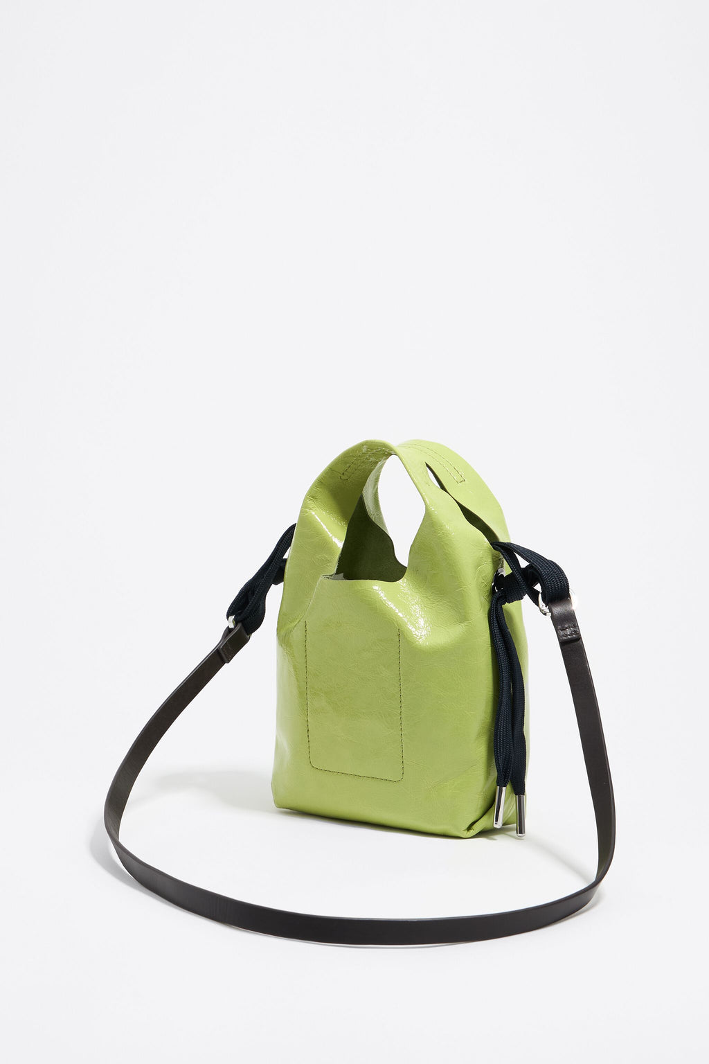 Lime leather mini Paper bag