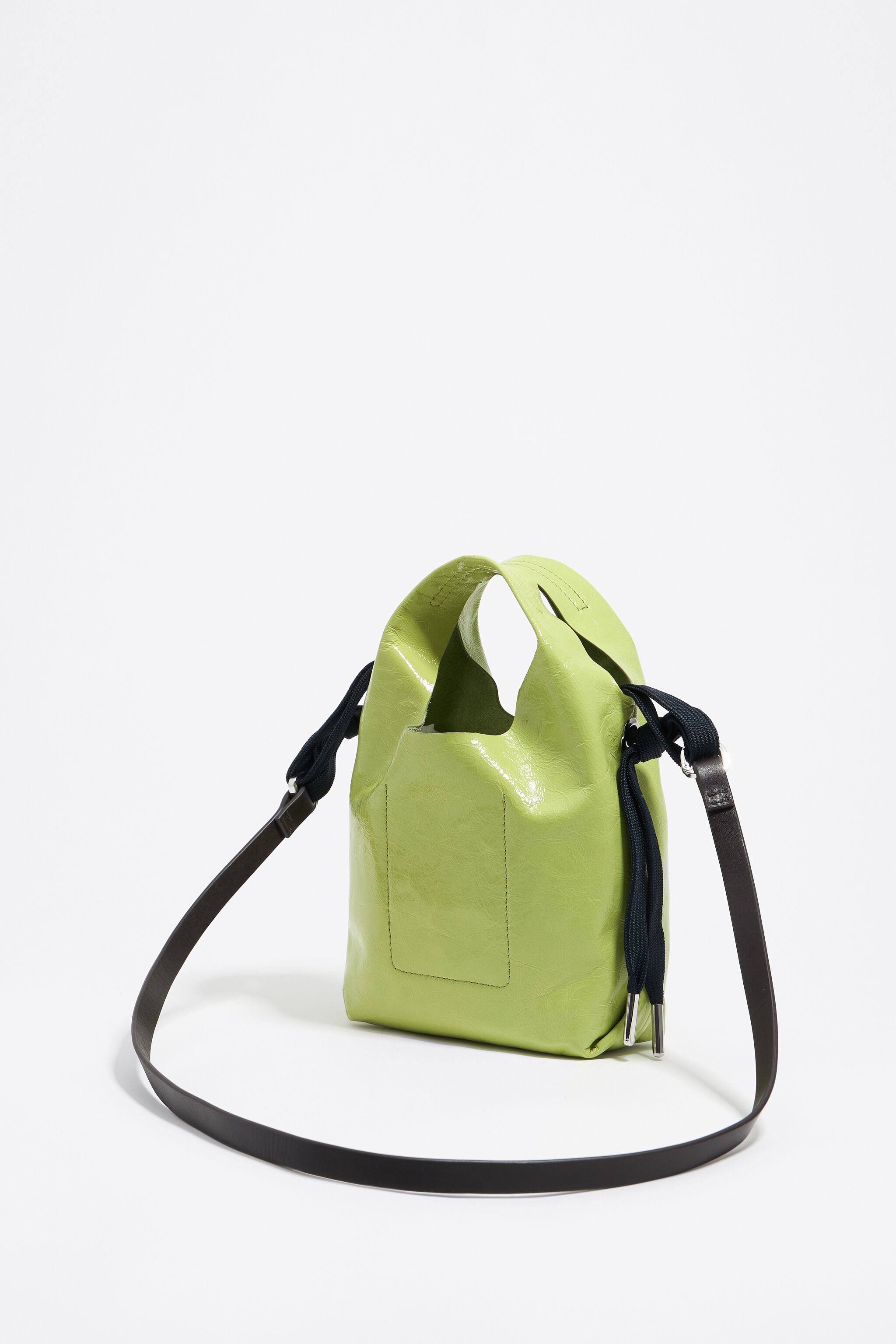Lime leather mini Paper bag