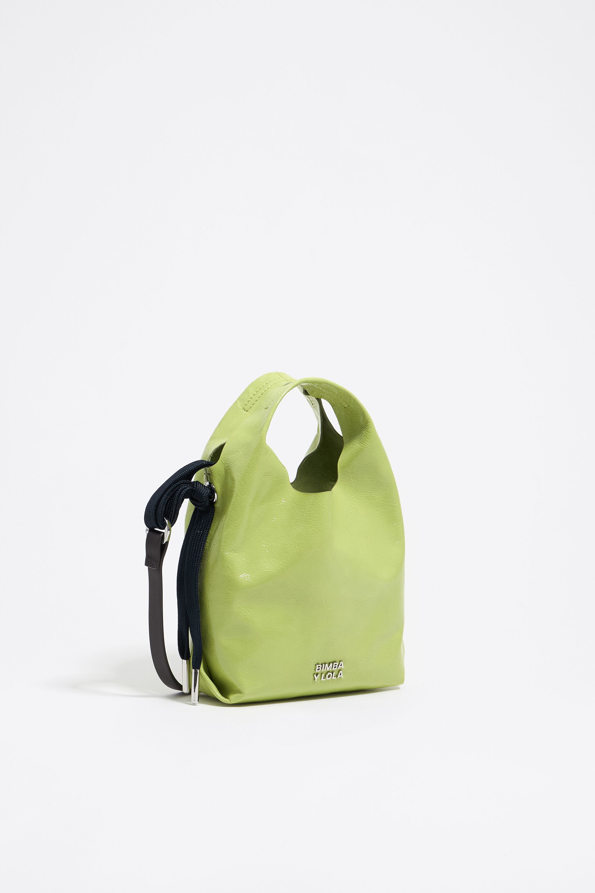 Lime leather mini Paper bag
