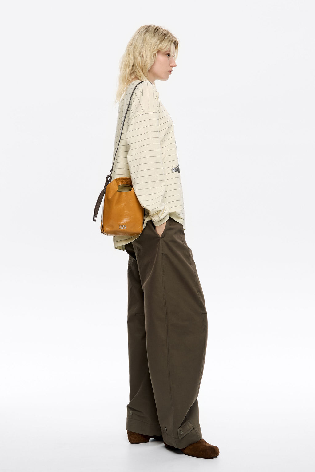 Caramel leather mini Paper bag