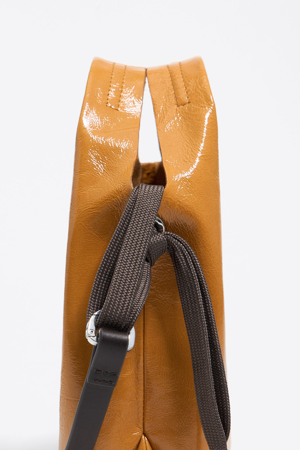 Caramel leather mini Paper bag