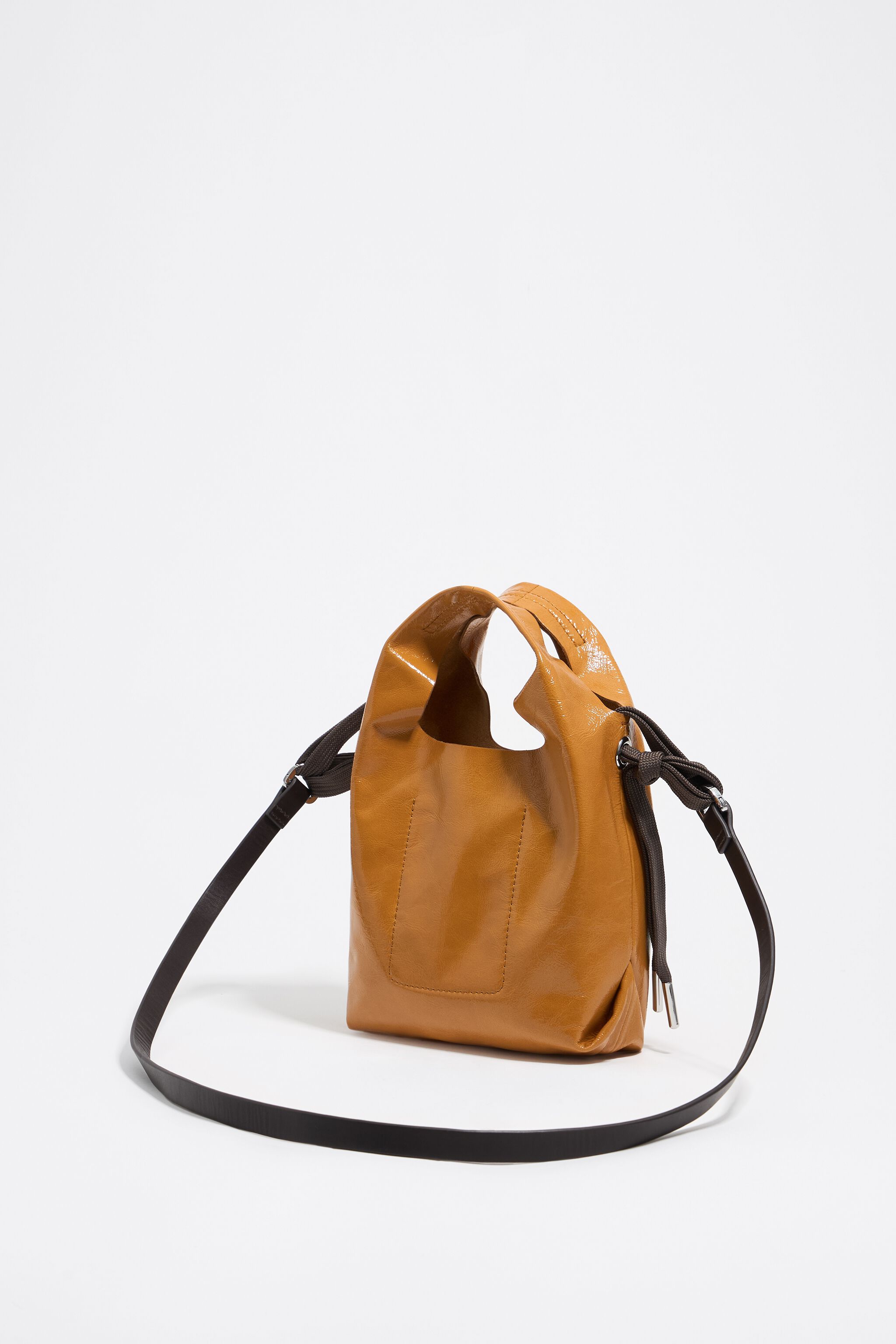 Caramel leather mini Paper bag