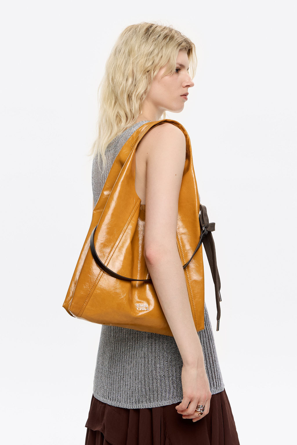 Large chestnut leather Paper bag