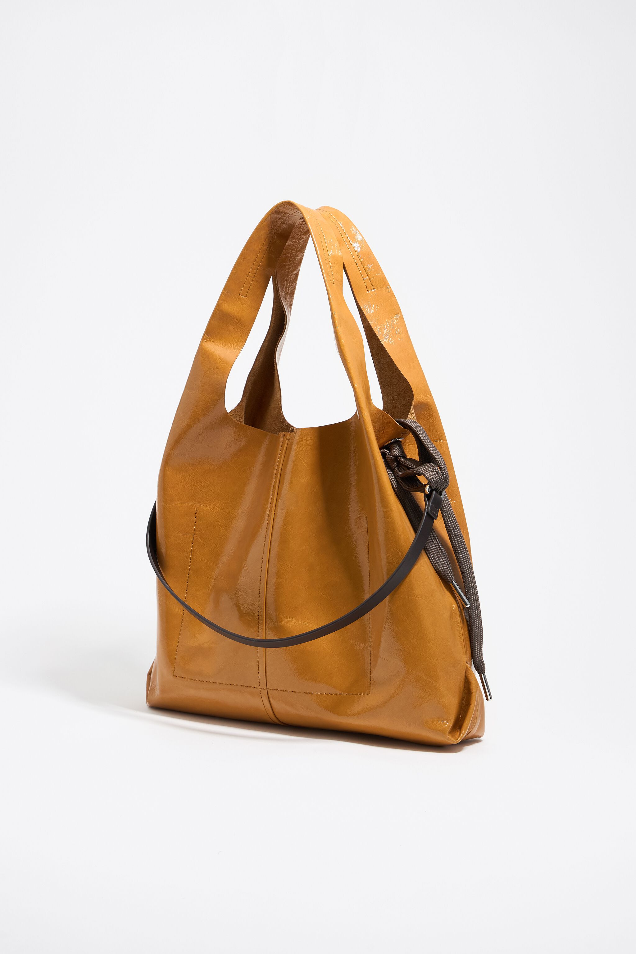 Large chestnut leather Paper bag