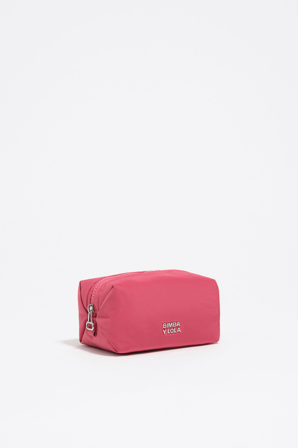 Small dark pink nylon make-up case