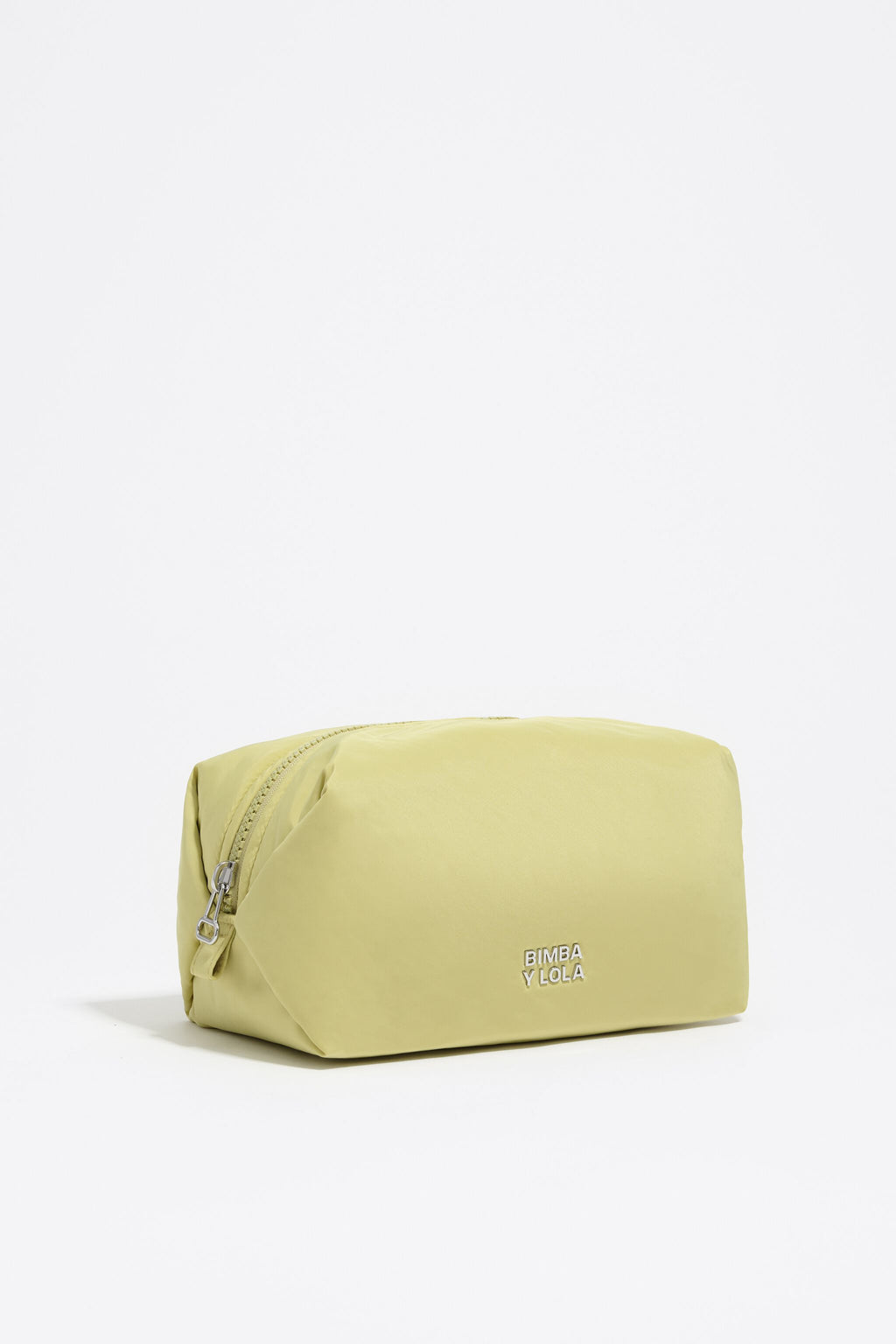 Large pale lime nylon make-up case