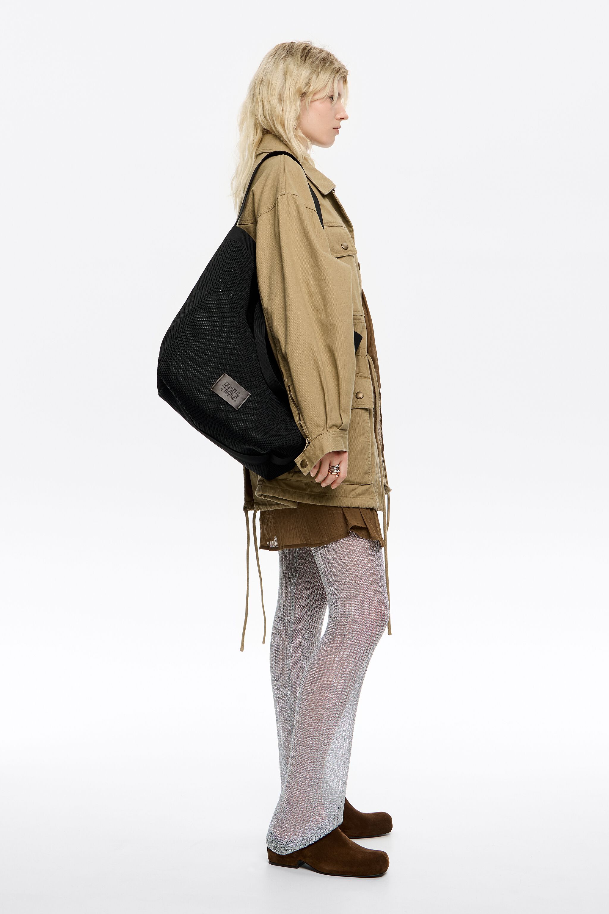 Large black nylon Chihuahua shopper bag