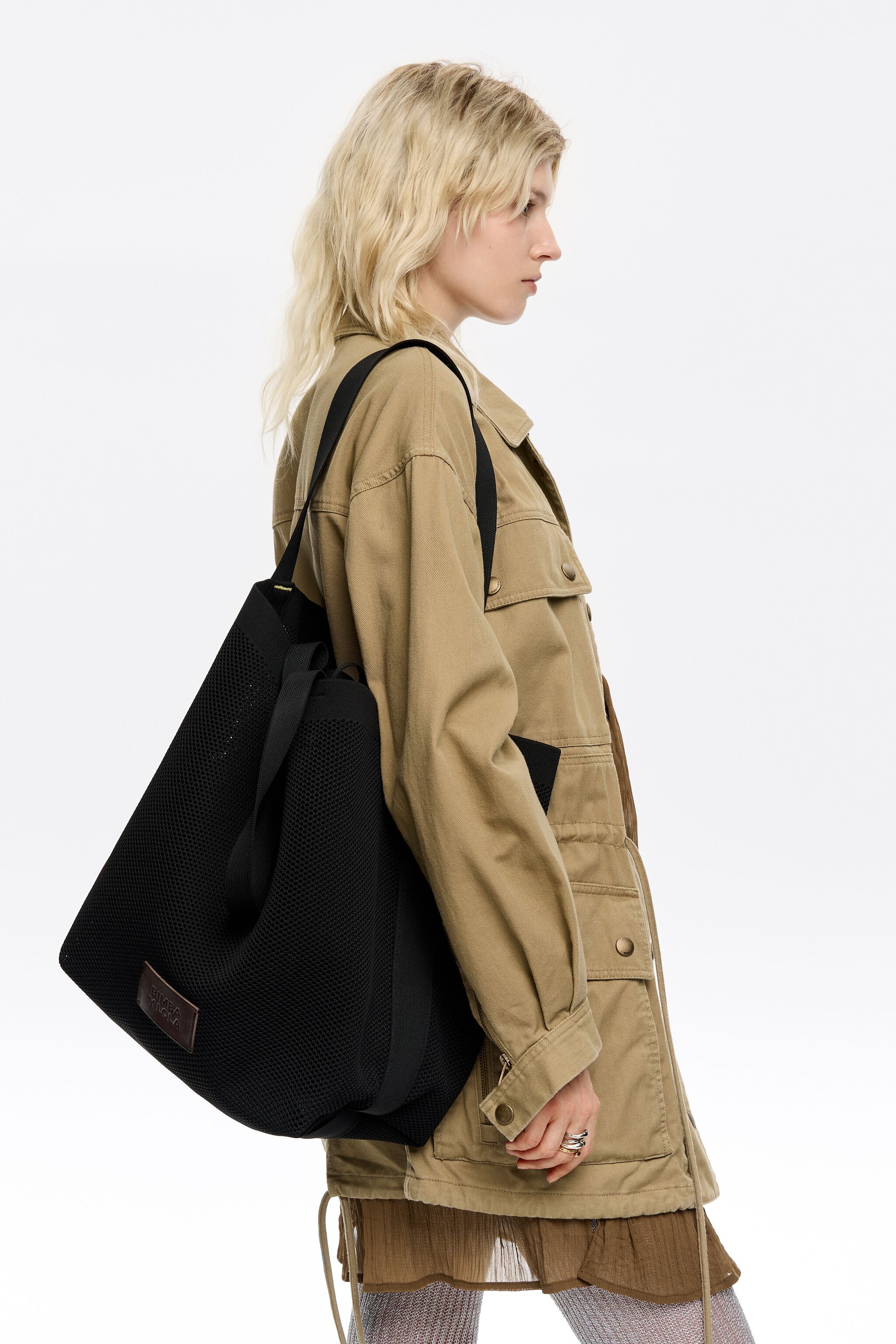 Large black nylon Chihuahua shopper bag