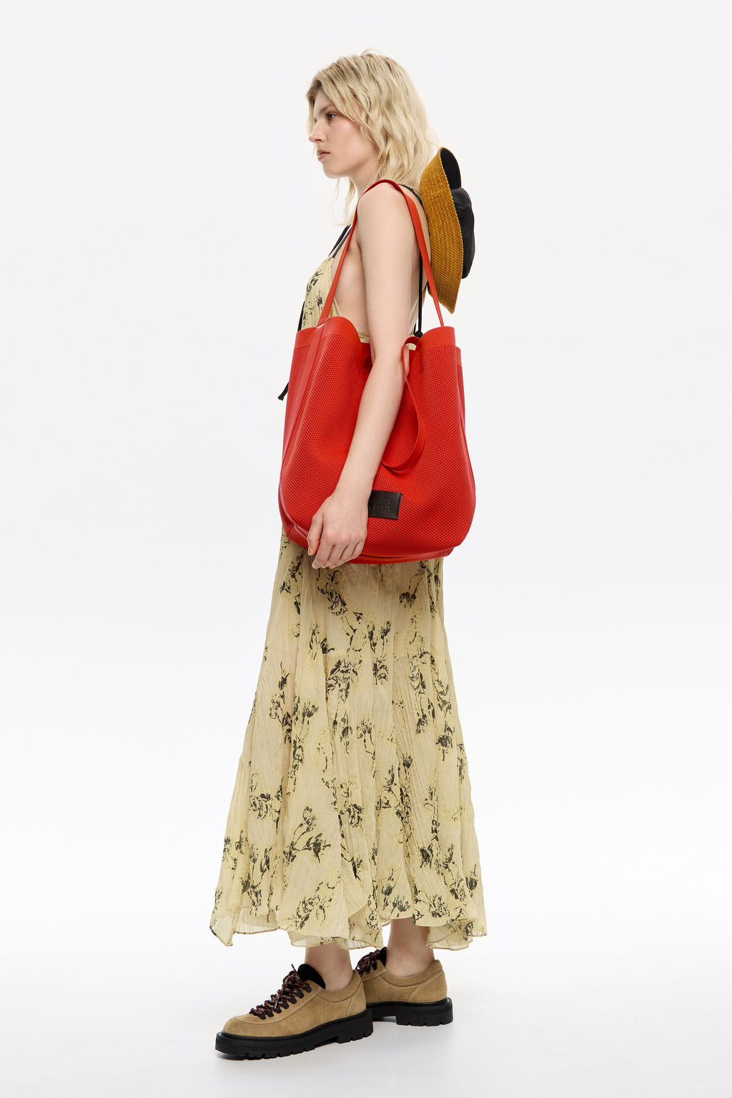 Large tomato nylon Chihuahua shopper bag