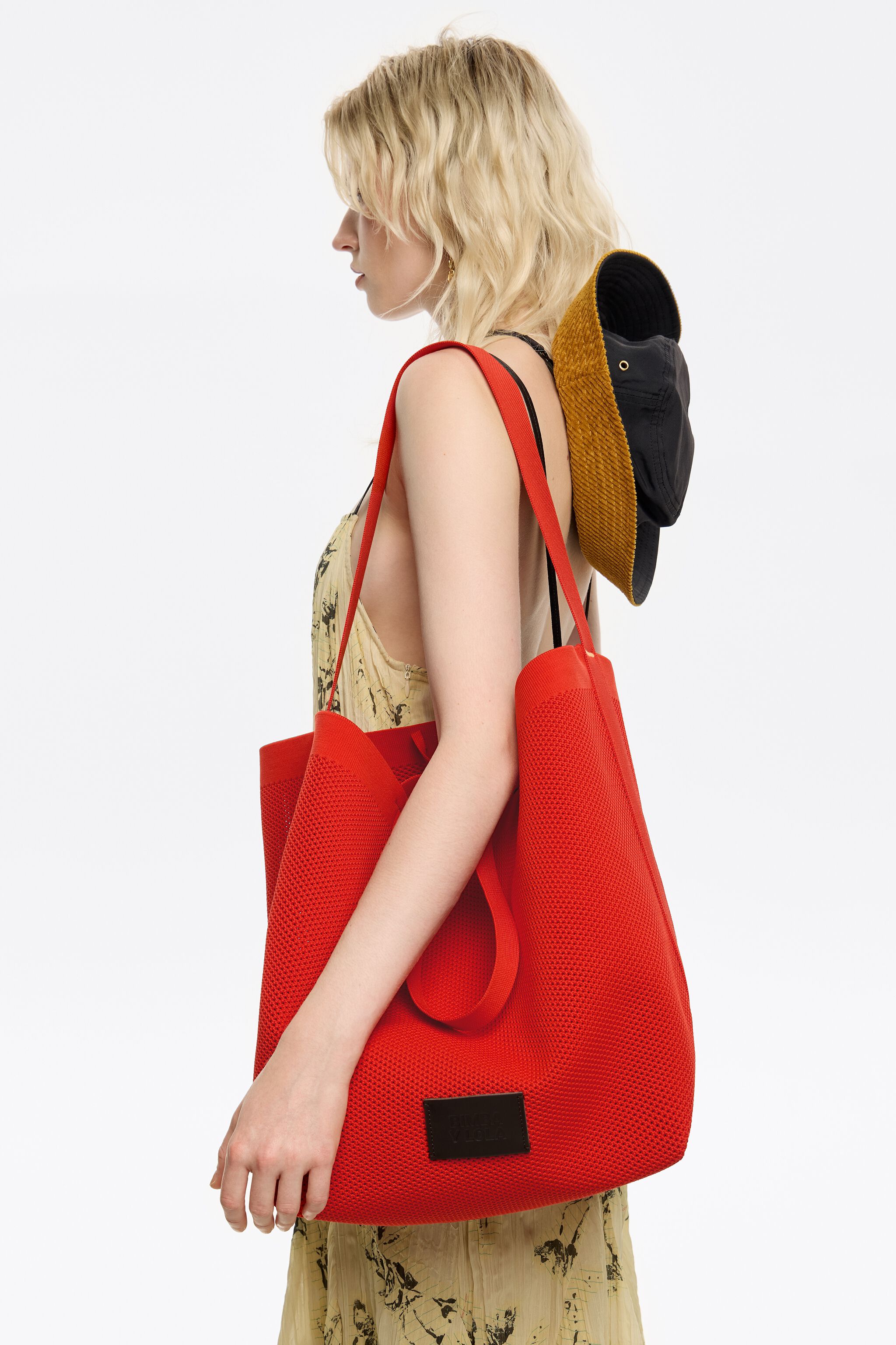 Large tomato nylon Chihuahua shopper bag