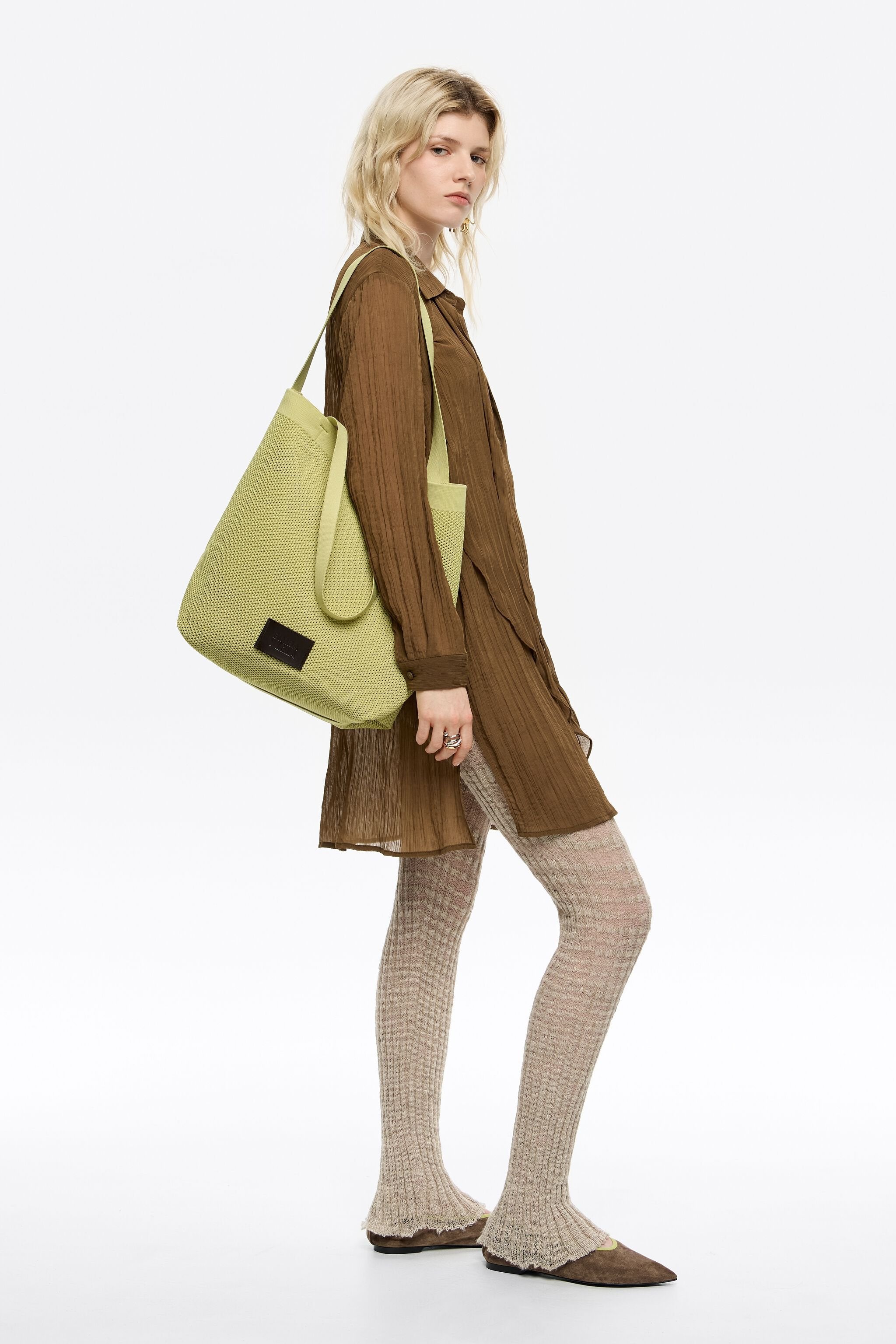 Large kiwi nylon Chihuahua shopper bag