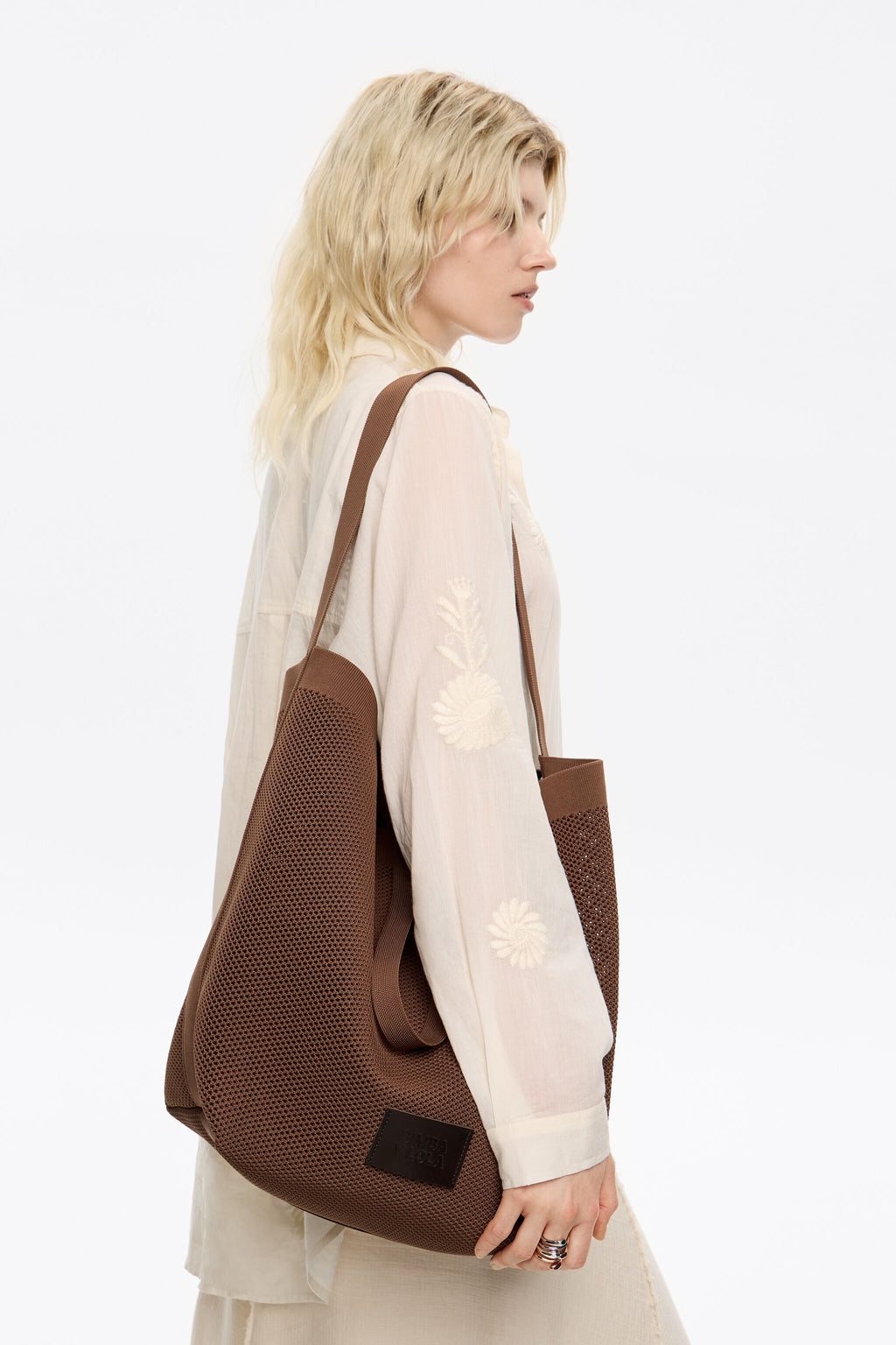 Large brown nylon Chihuahua shopper bag