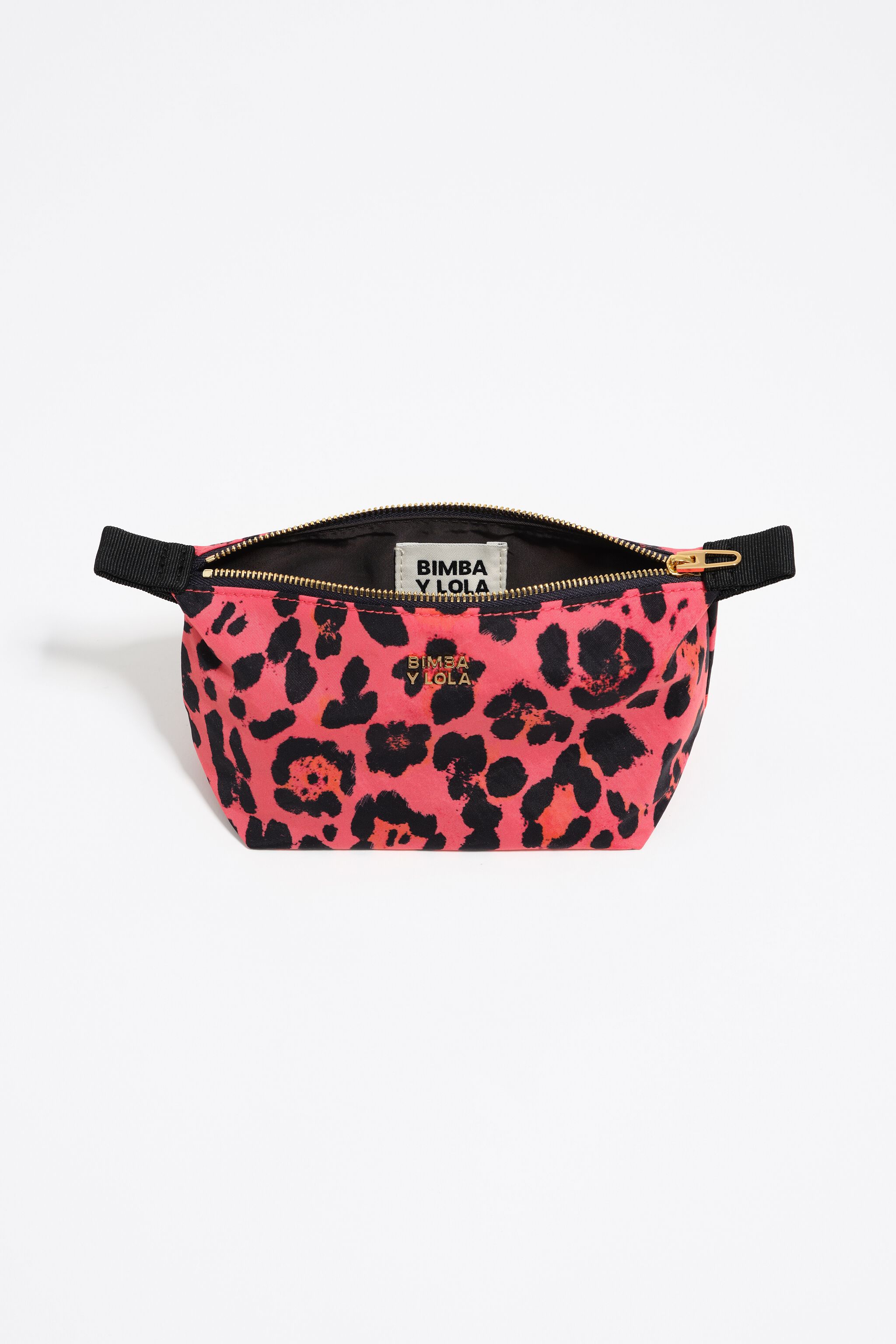 Electric pink Leopard print nylon make-up case