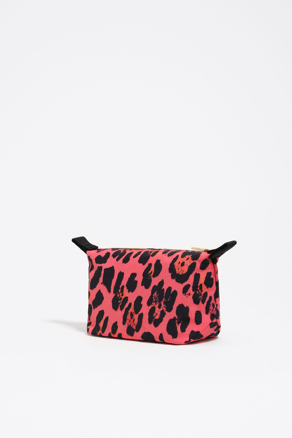 Electric pink Leopard print nylon make-up case