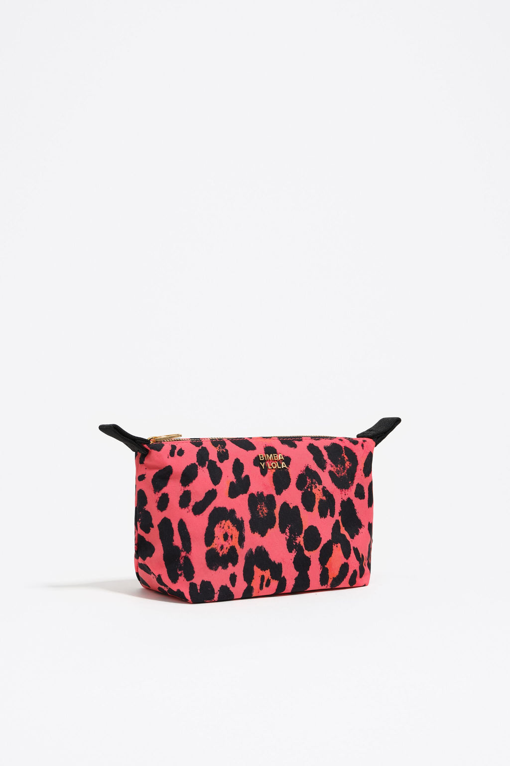 Electric pink Leopard print nylon make-up case