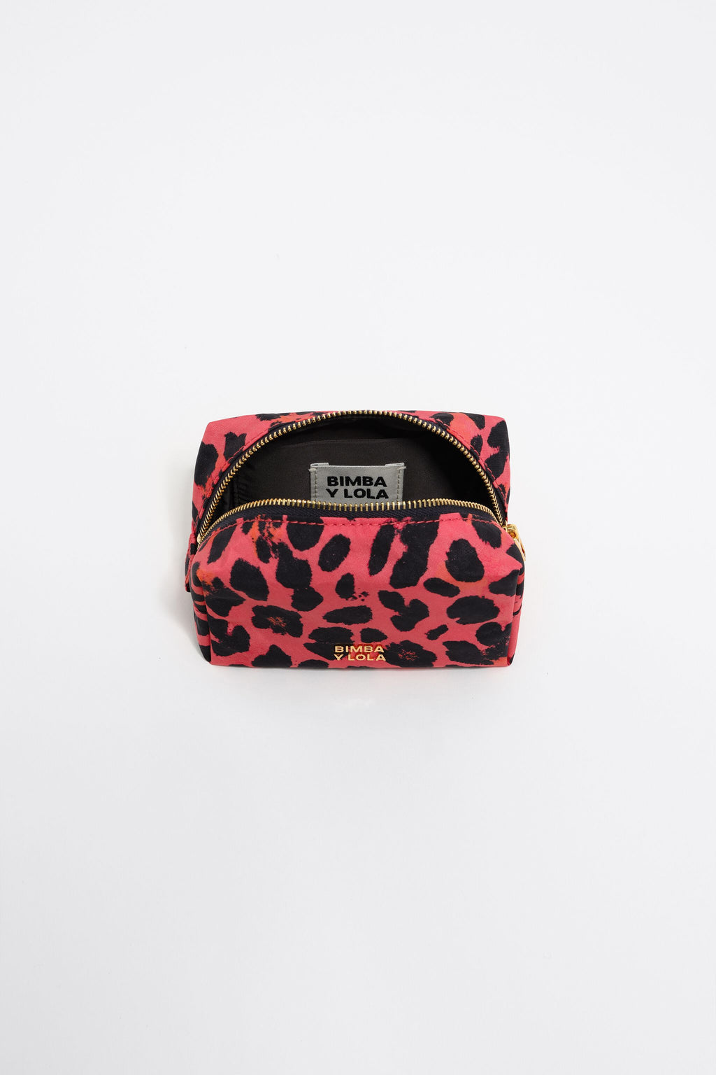 Electric pink Leopard print nylon make-up case