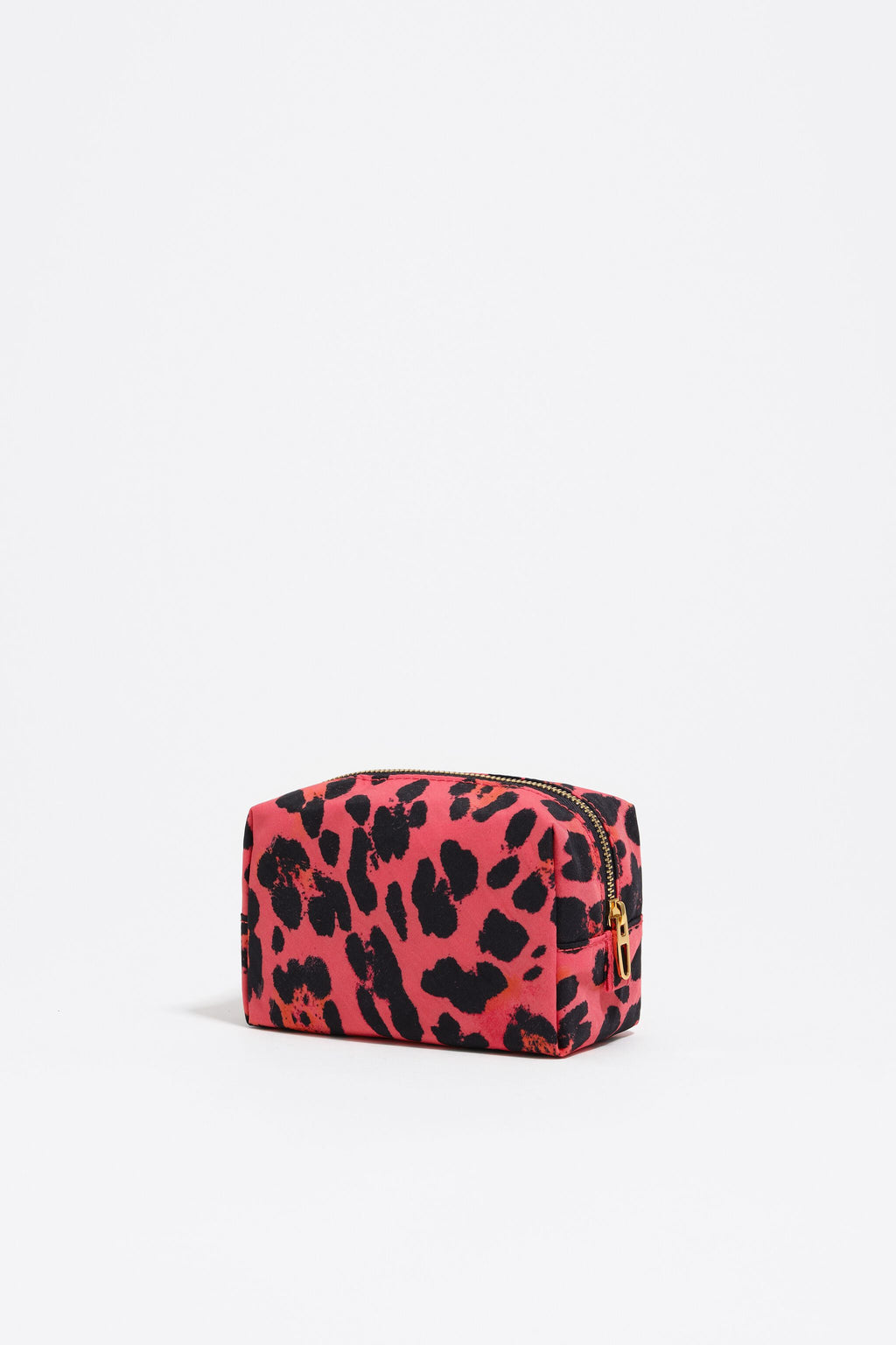 Electric pink Leopard print nylon make-up case