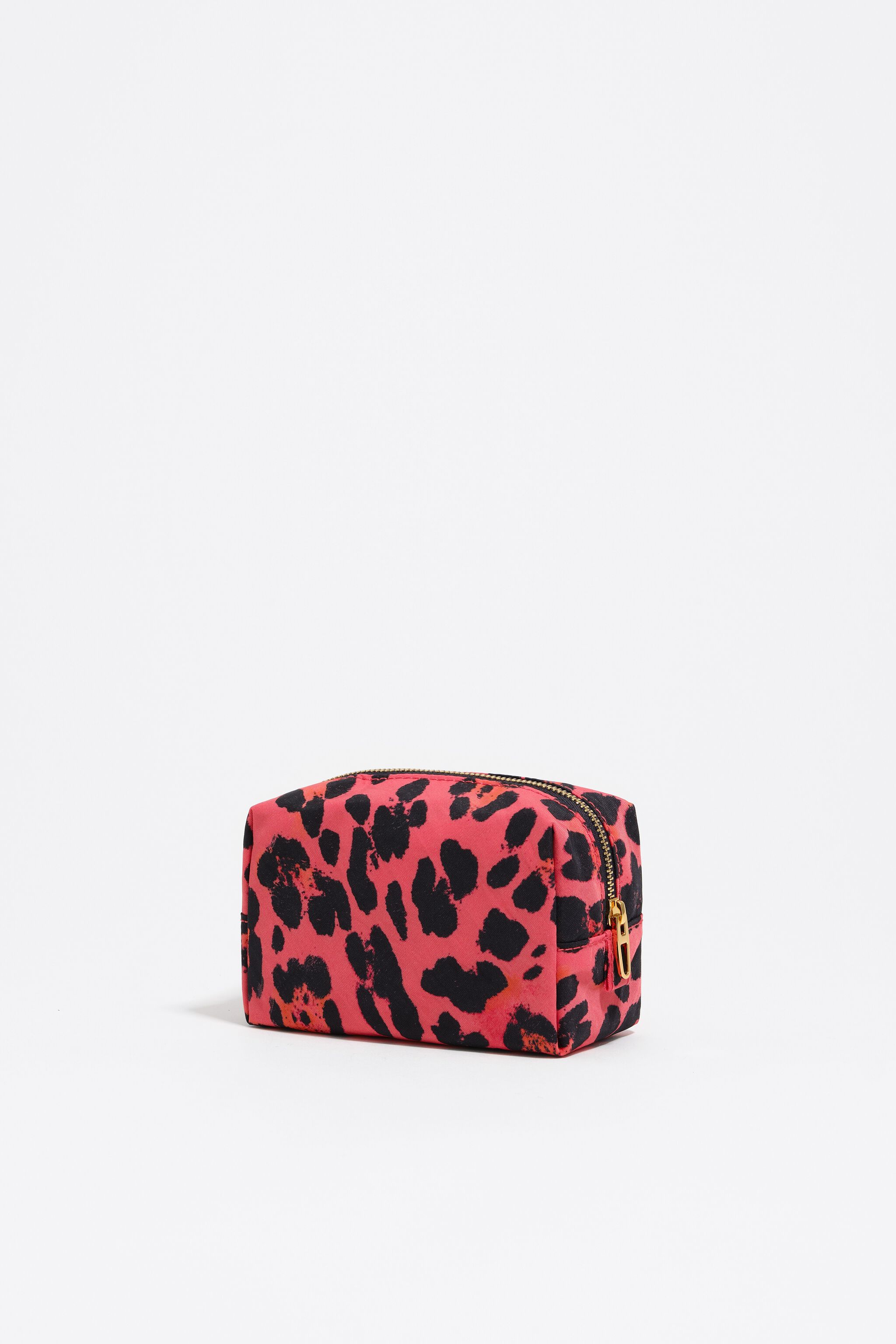 Electric pink Leopard print nylon make-up case