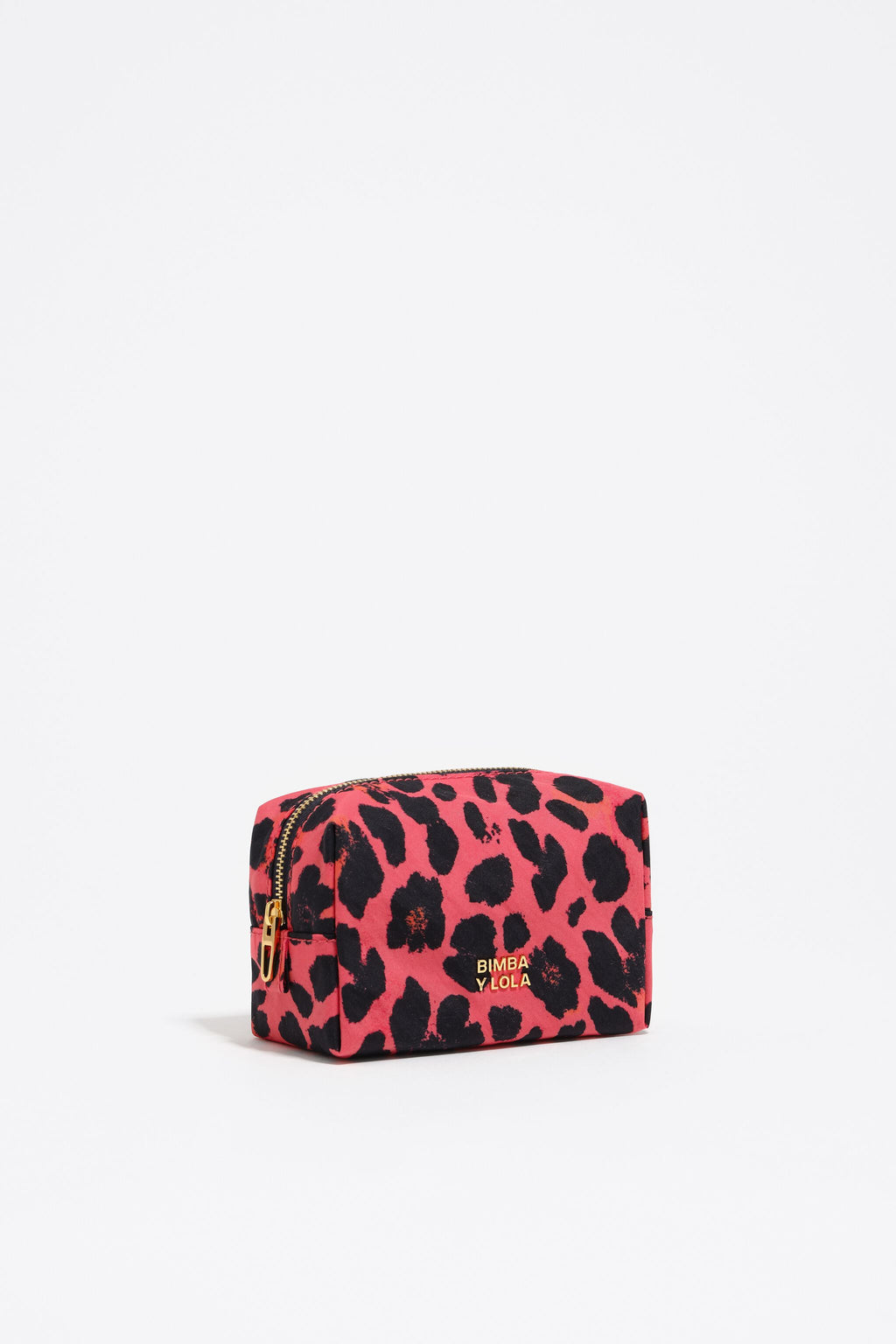Electric pink Leopard print nylon make-up case