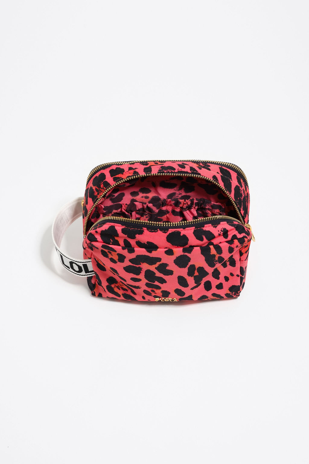Small electric pink Leopard print nylon make-up case