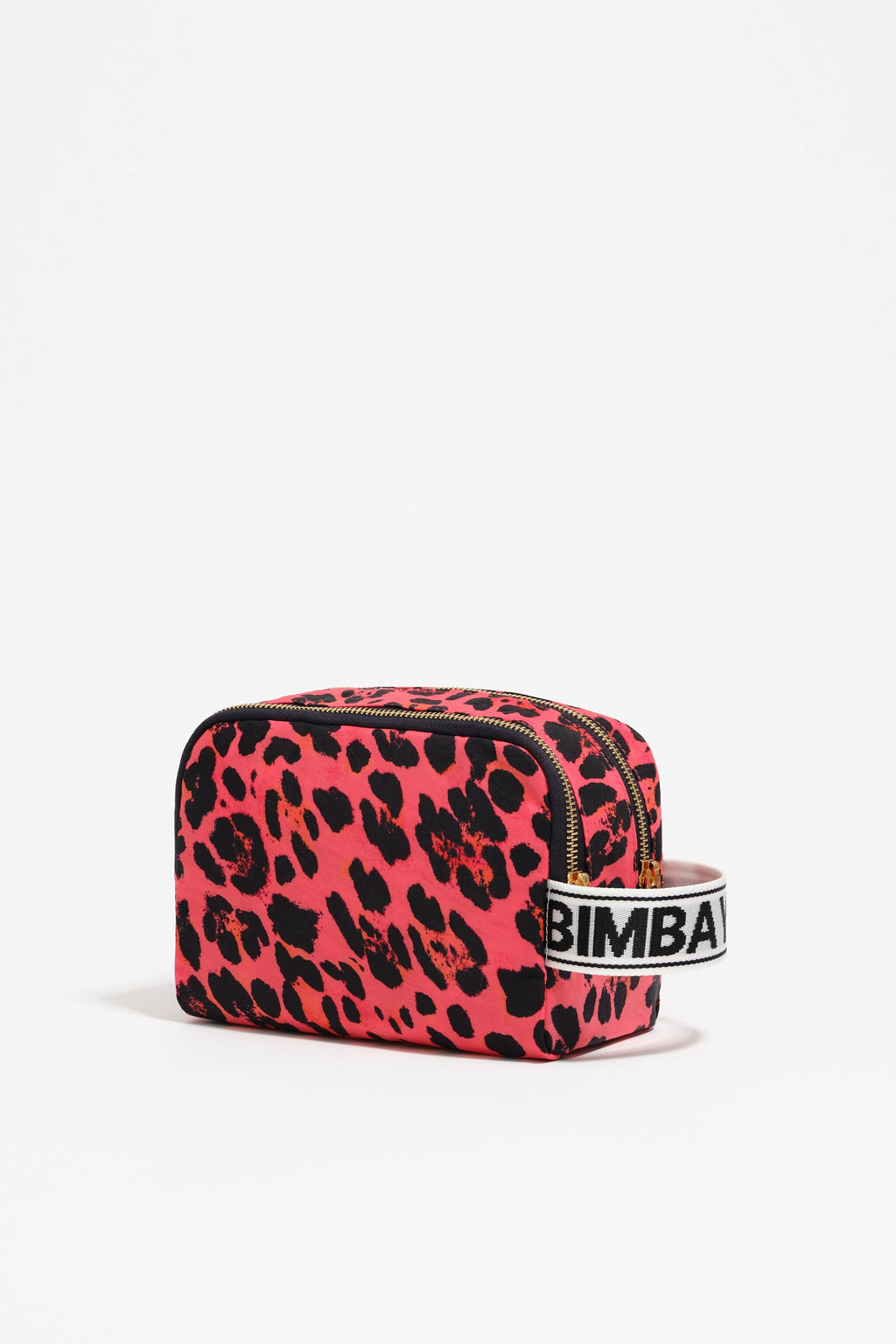 Small electric pink Leopard print nylon make-up case
