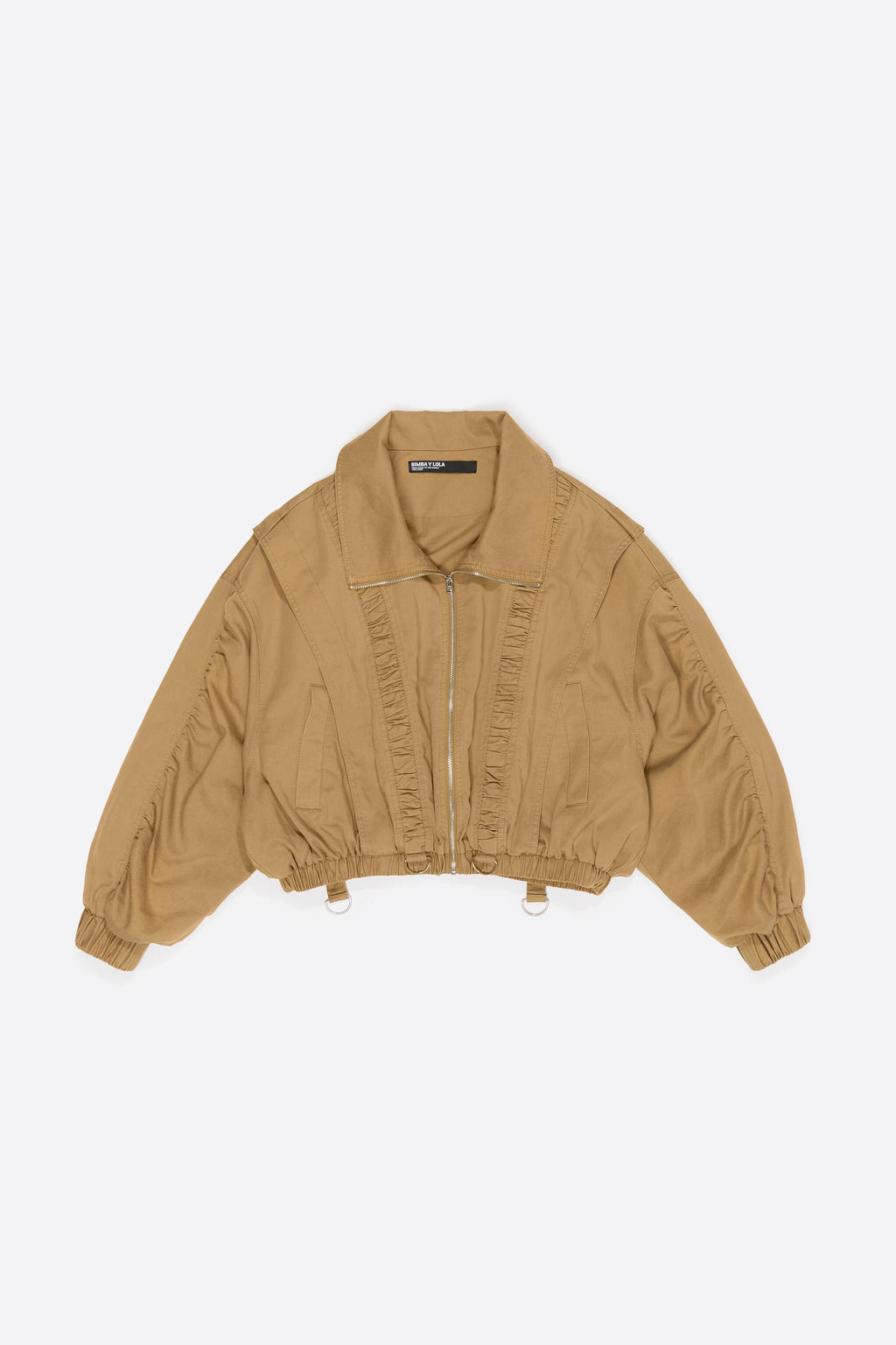 Oversize washed camel gathered jacket