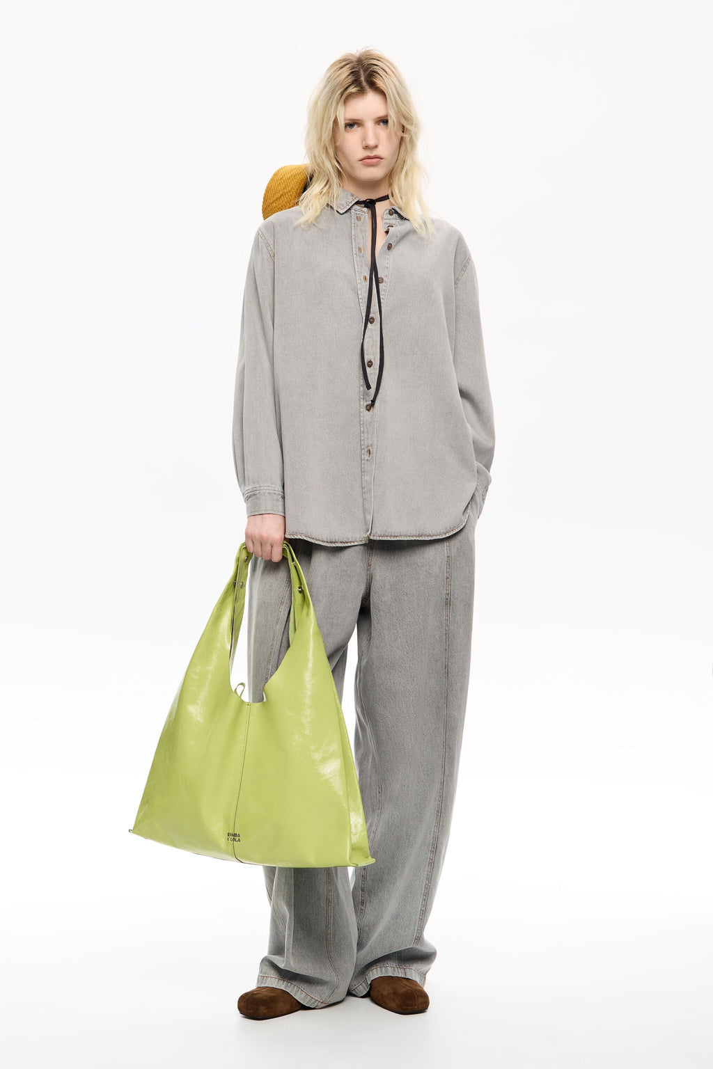 Grey fluid denim shirt