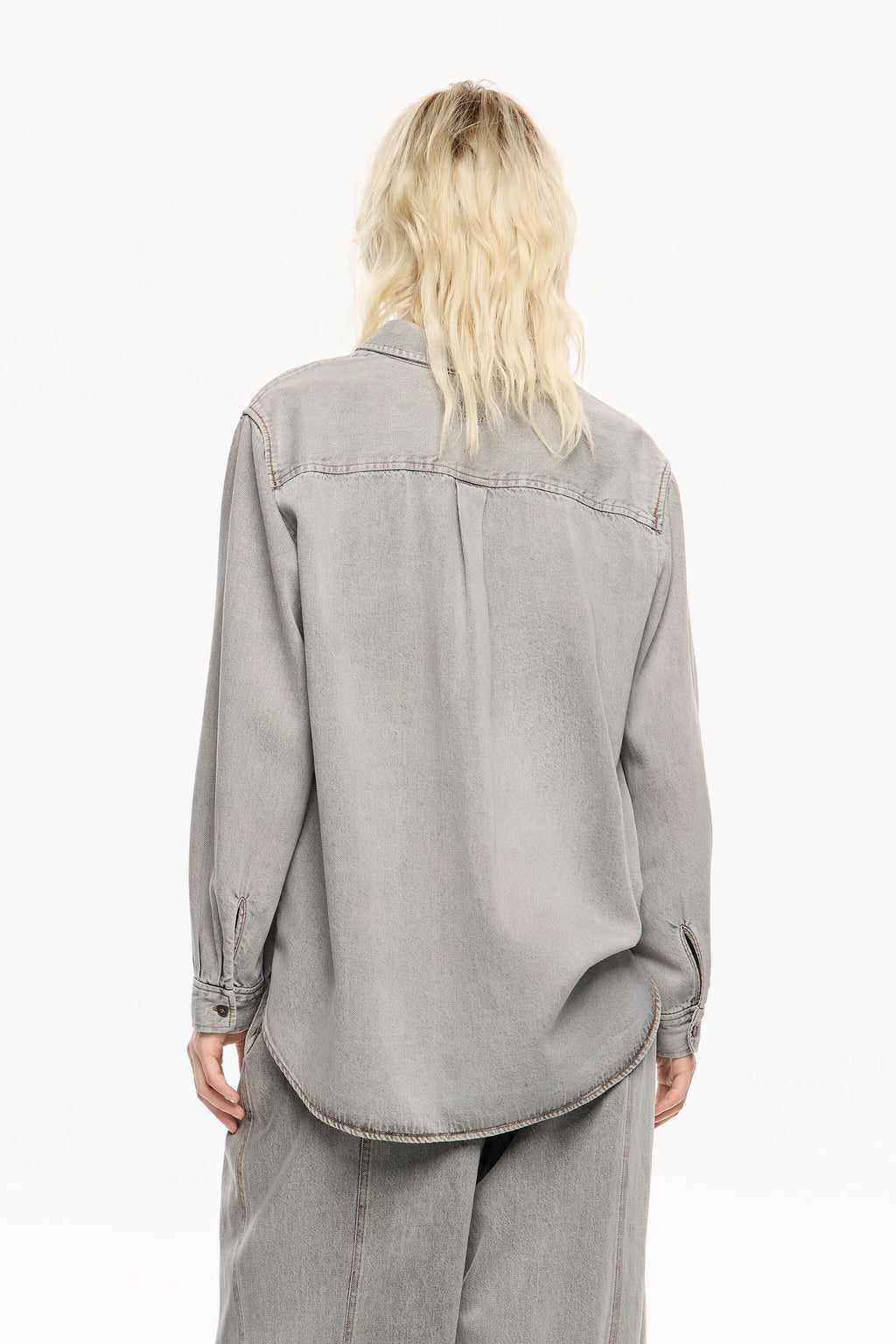 Grey fluid denim shirt