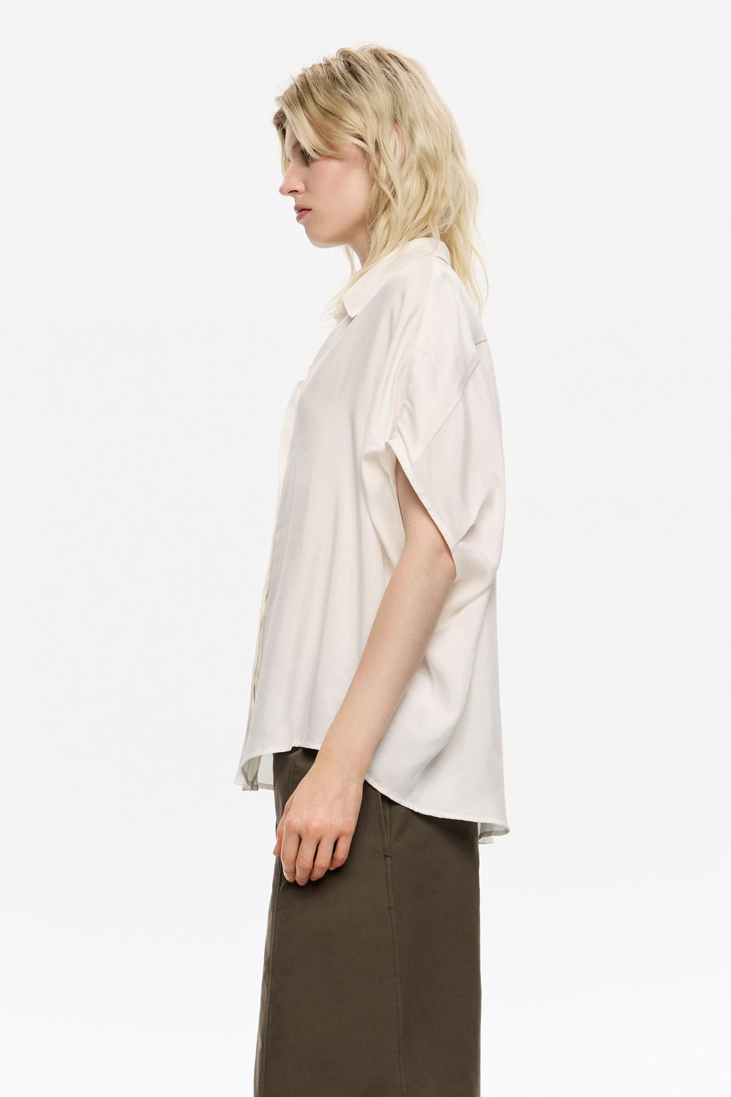 Ivory fluid cape shirt