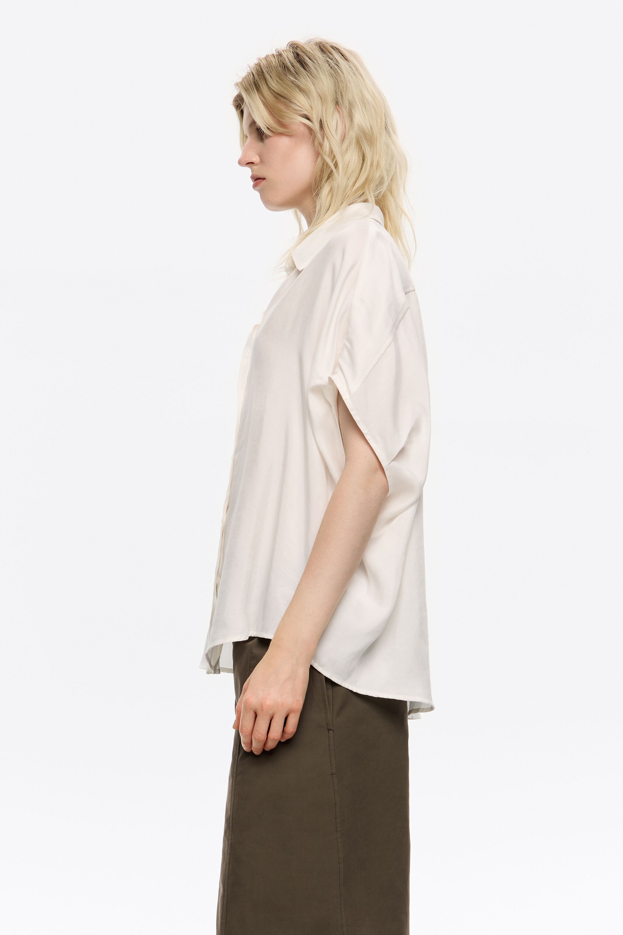 Ivory fluid cape shirt