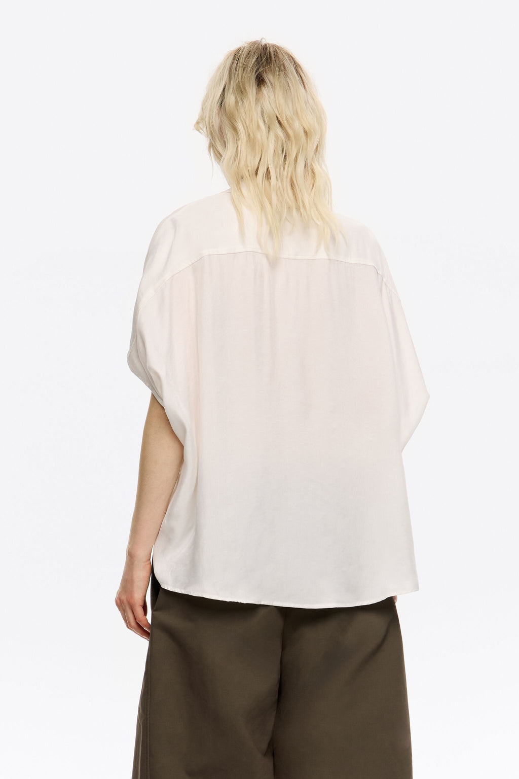 Ivory fluid cape shirt