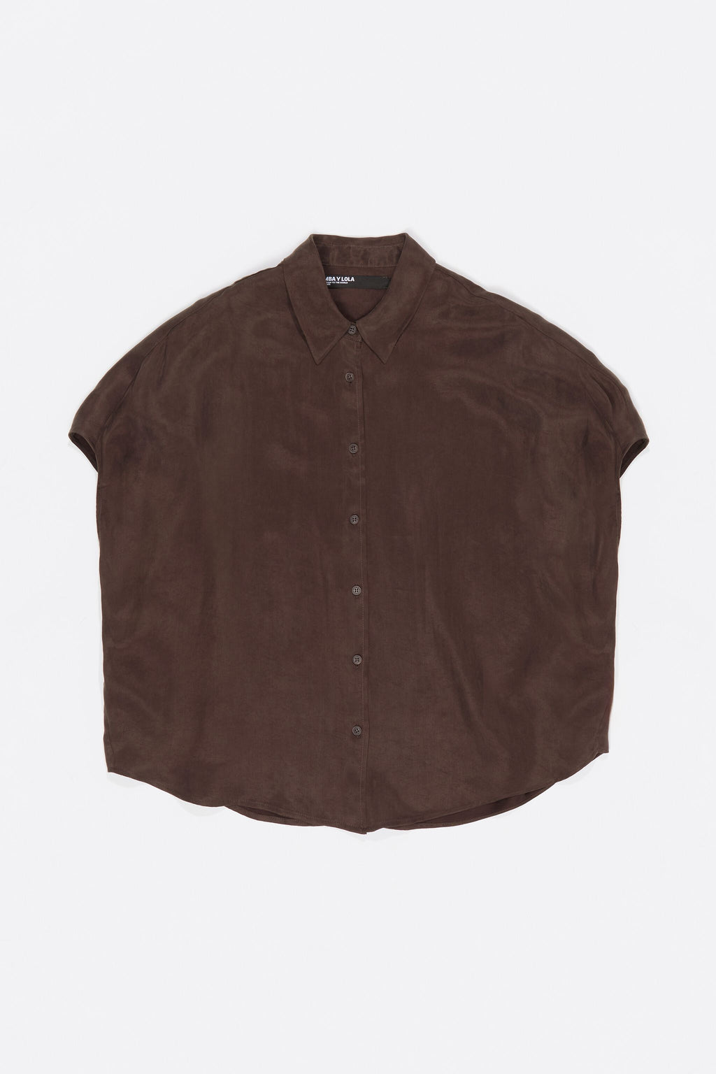 Dark brown fluid cape shirt