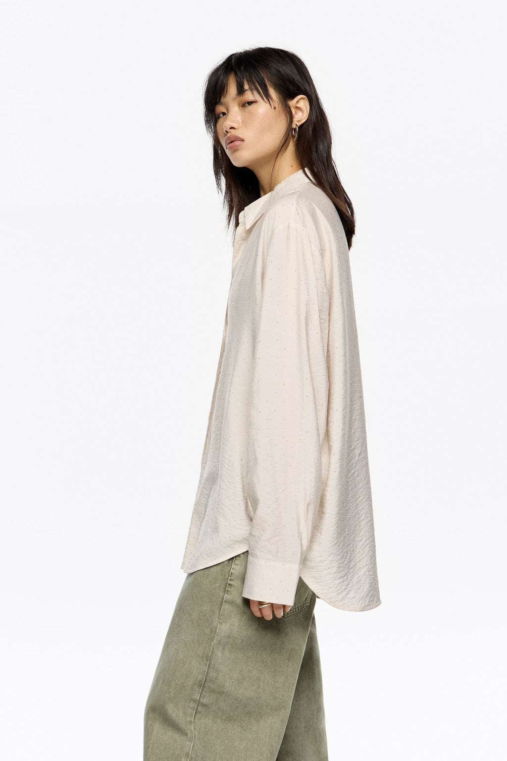 Ivory rhinestones boxy shirt
