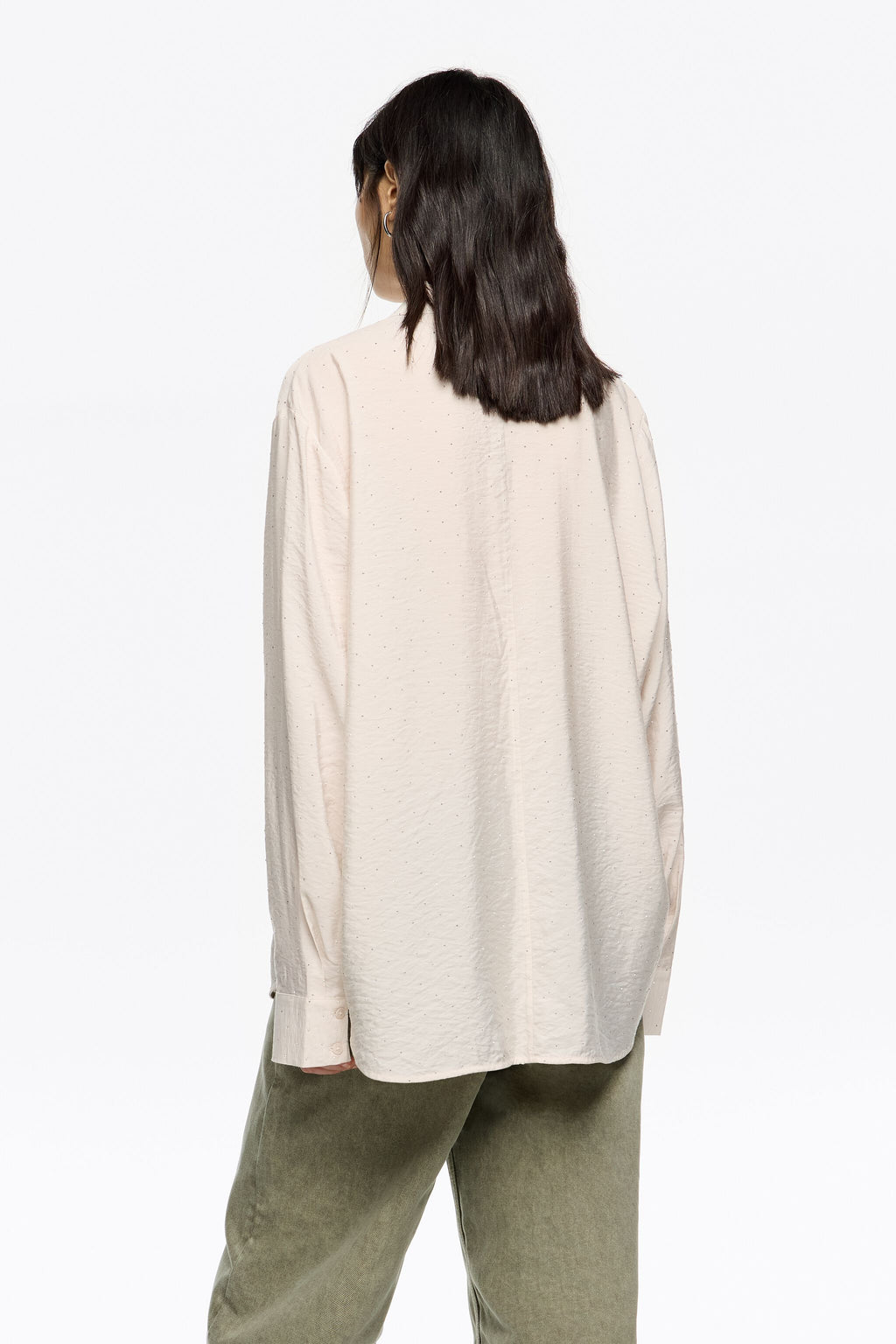 Ivory rhinestones boxy shirt