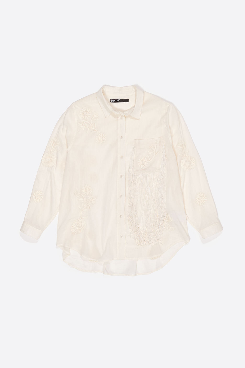 Vanilla embroidered fringed shirt