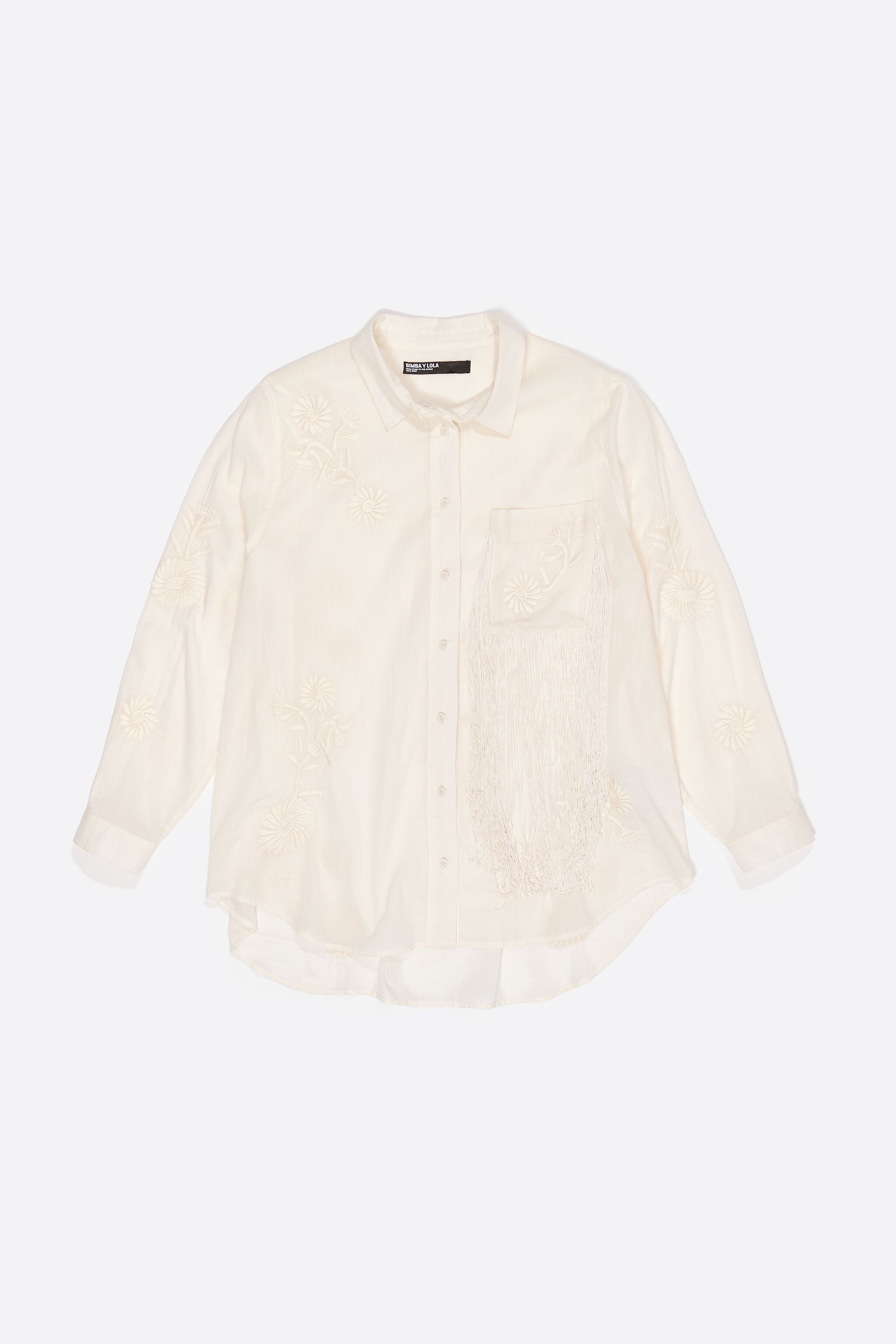 Vanilla embroidered fringed shirt