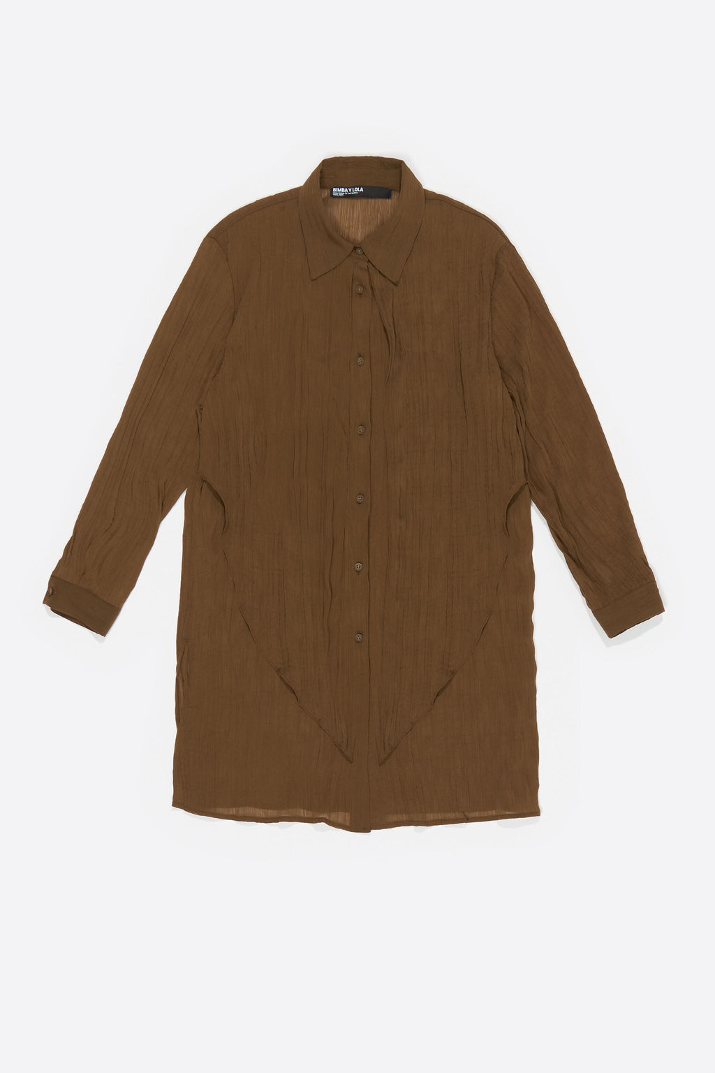 Brown pleated shirt with maxi ties
