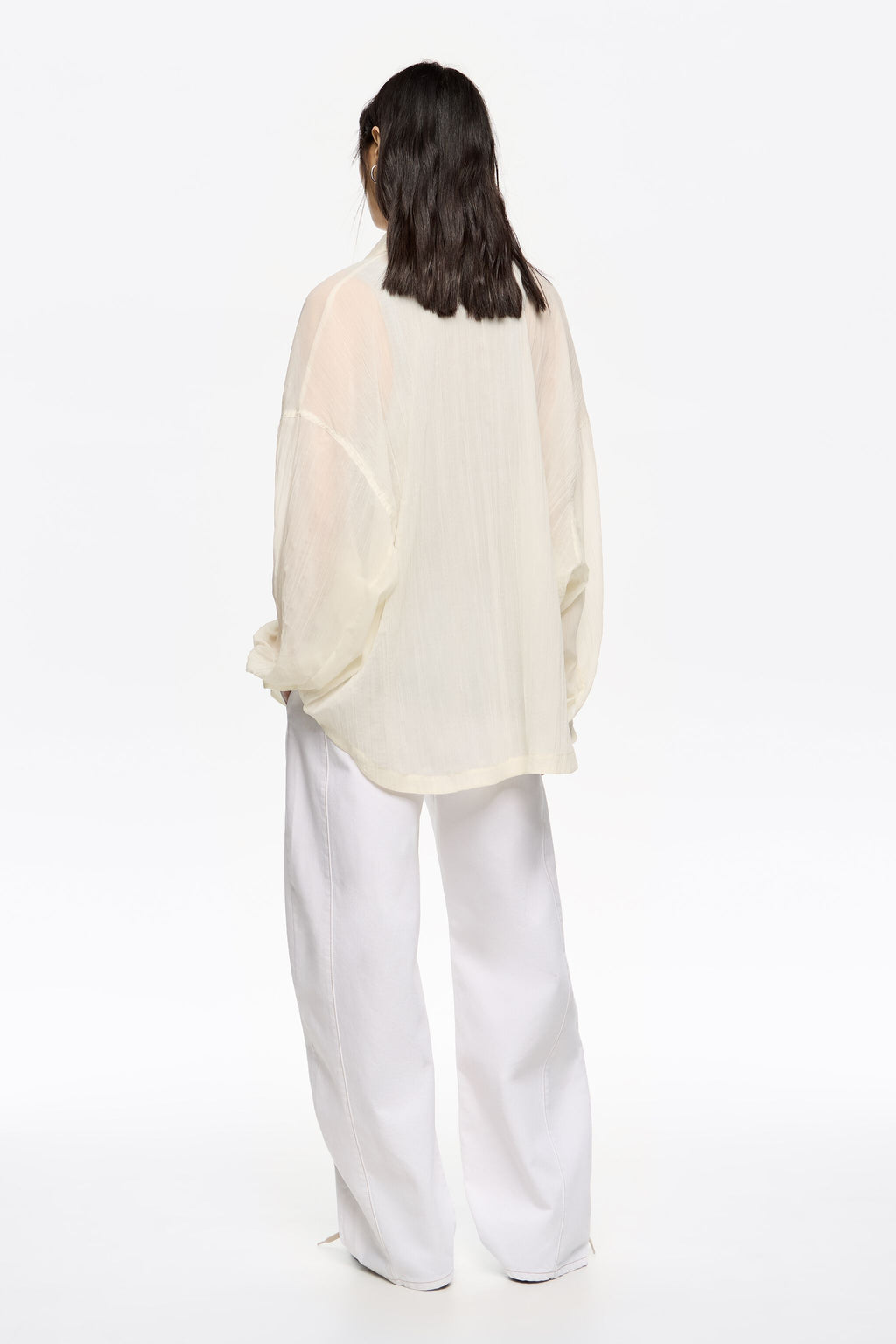 Oversize ivory pleated shirt