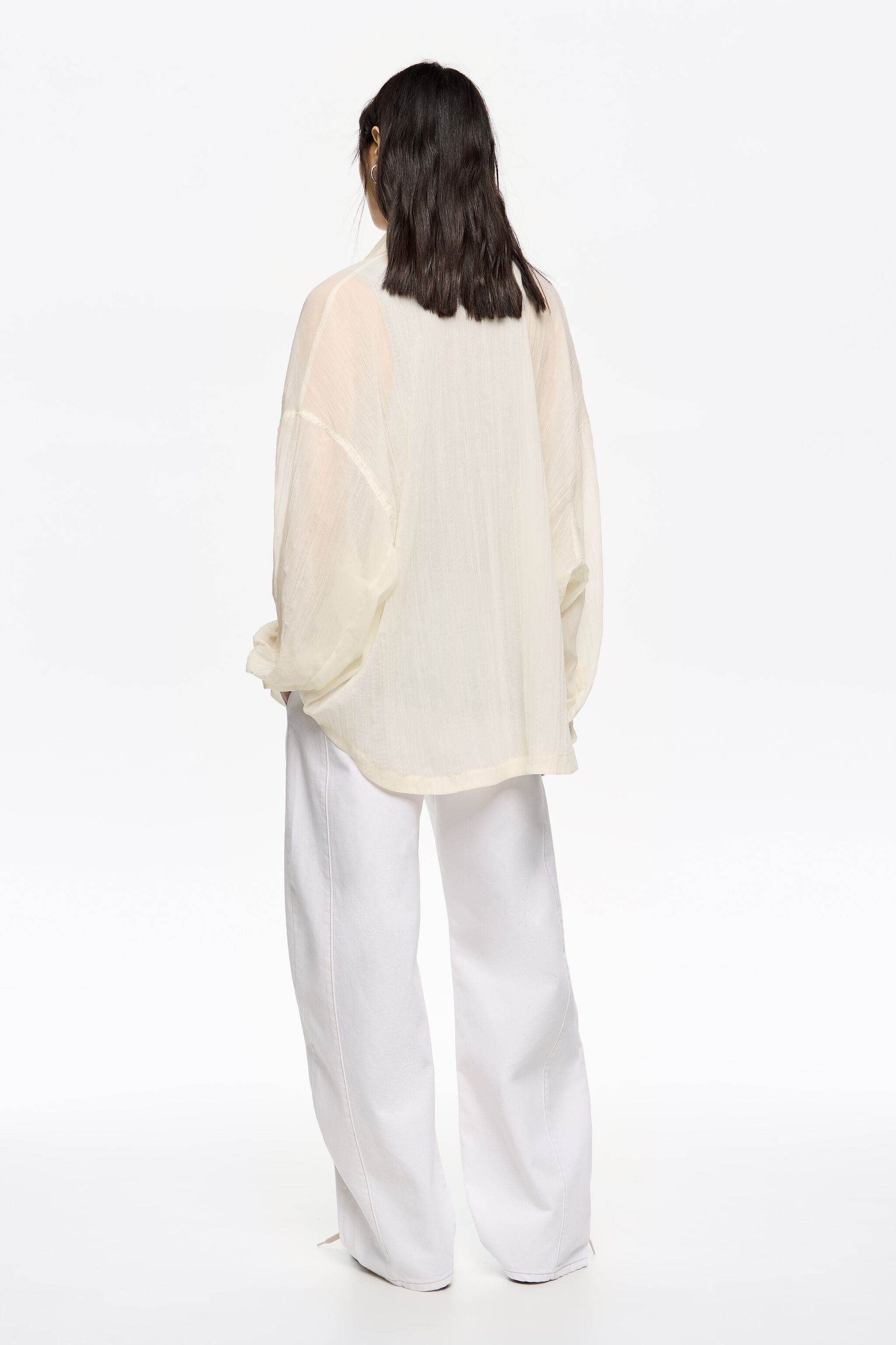 Oversize ivory pleated shirt