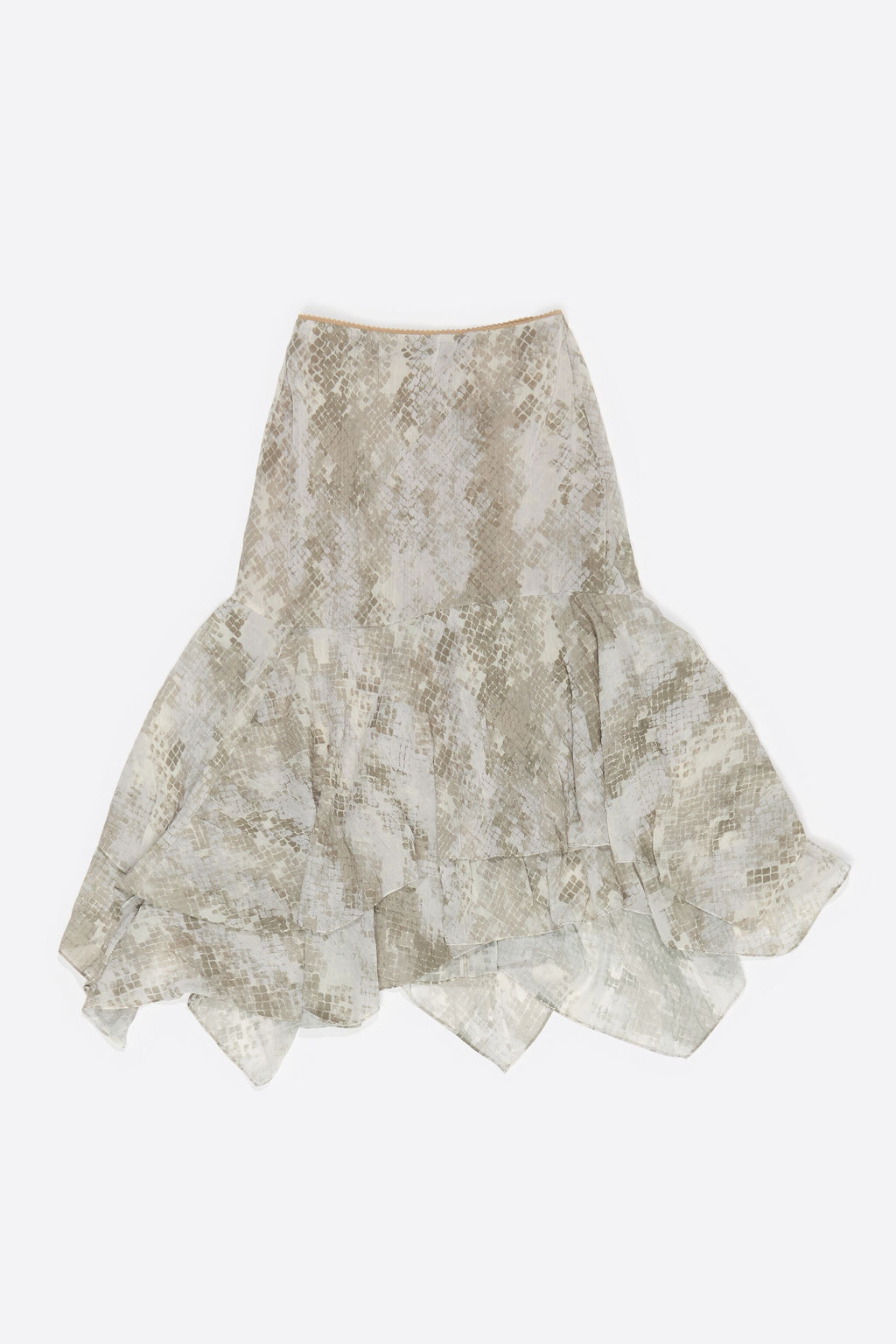 Taupe Snake asymmetric pleated skirt