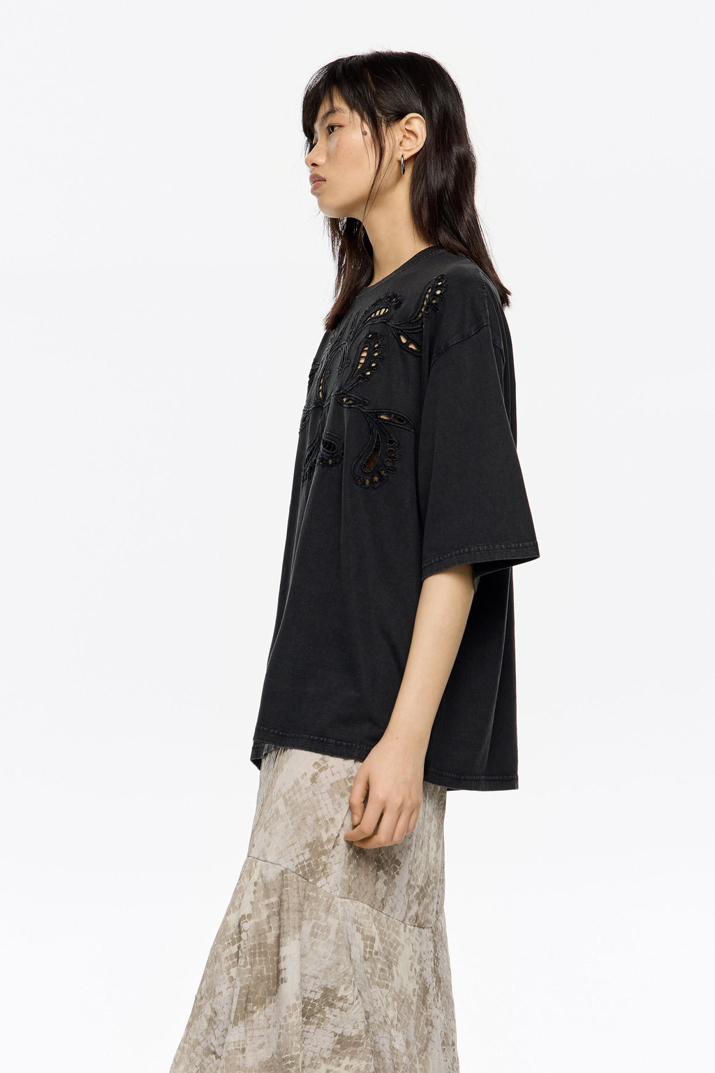 Taupe Snake asymmetric pleated skirt